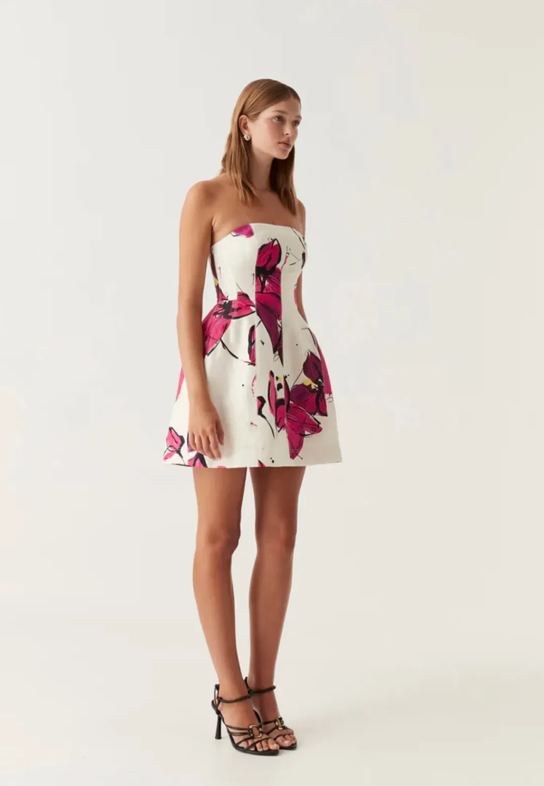 Aje Baret Strapless Mini Dress Floral Size 10 for rent on The Volte - main image