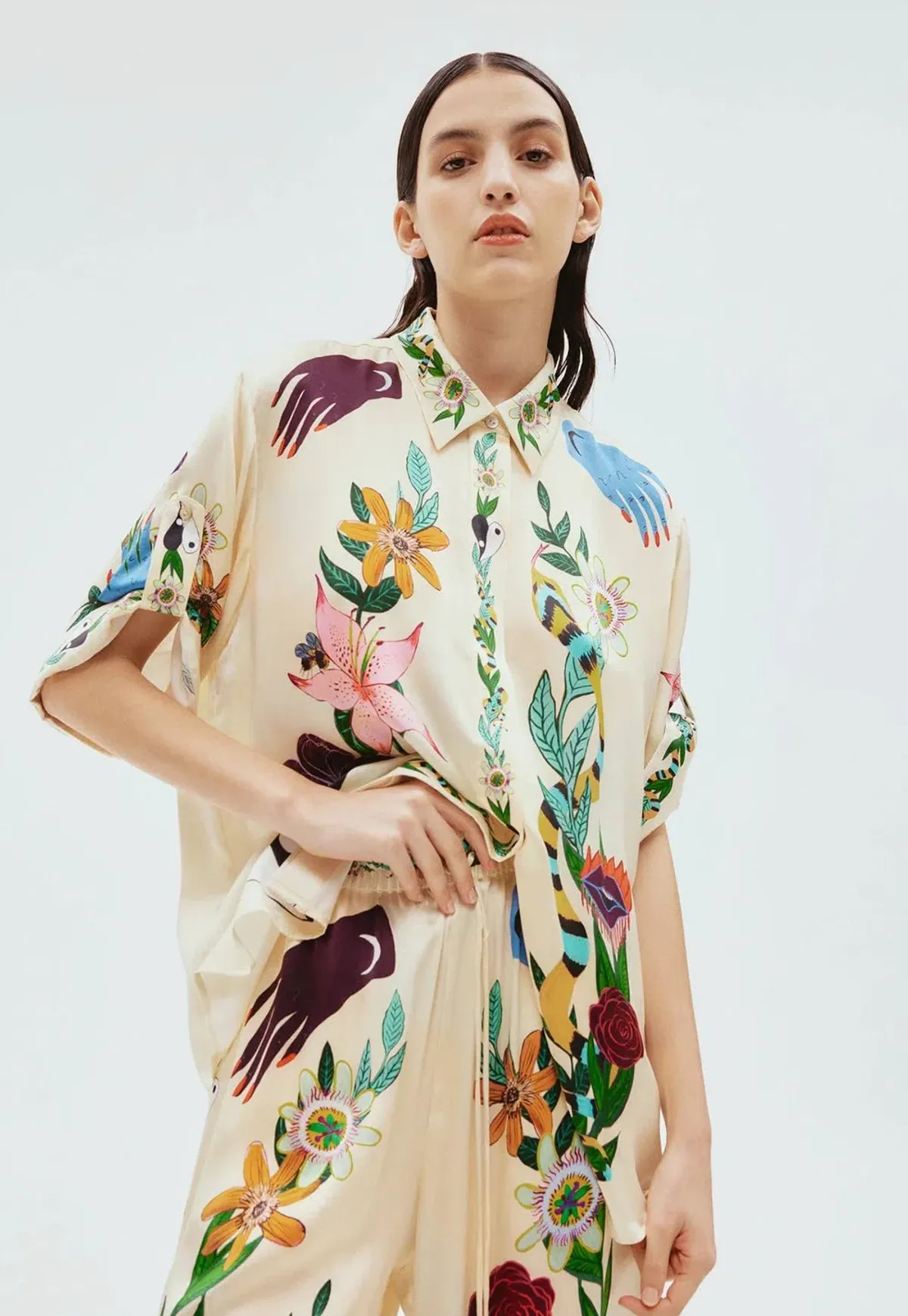 Alemais Meagan Silk Pant Size 10 And Oversized Shirt Size 8 Set Print - Image 2