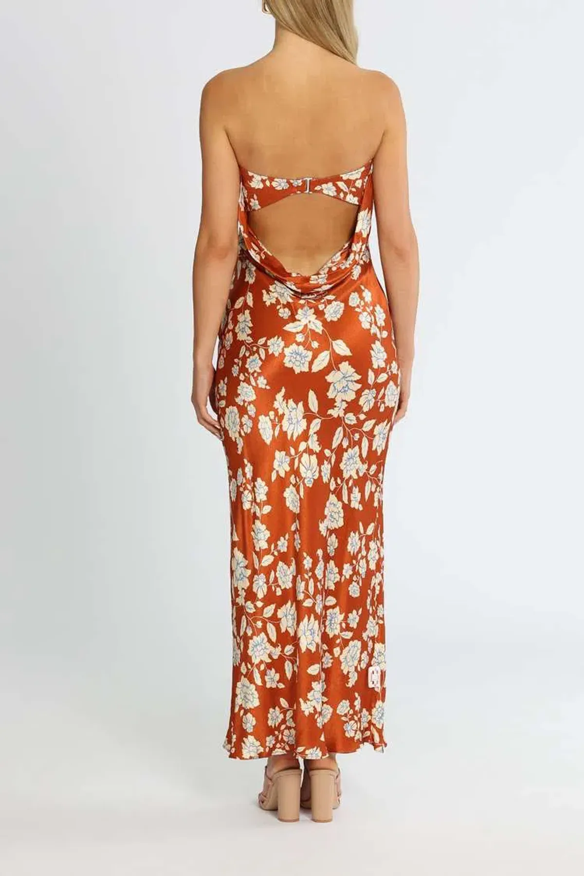 Bec & Bridge Blossom Strapless Maxi Dress Rust/Floral Print Size 8 - Image 3