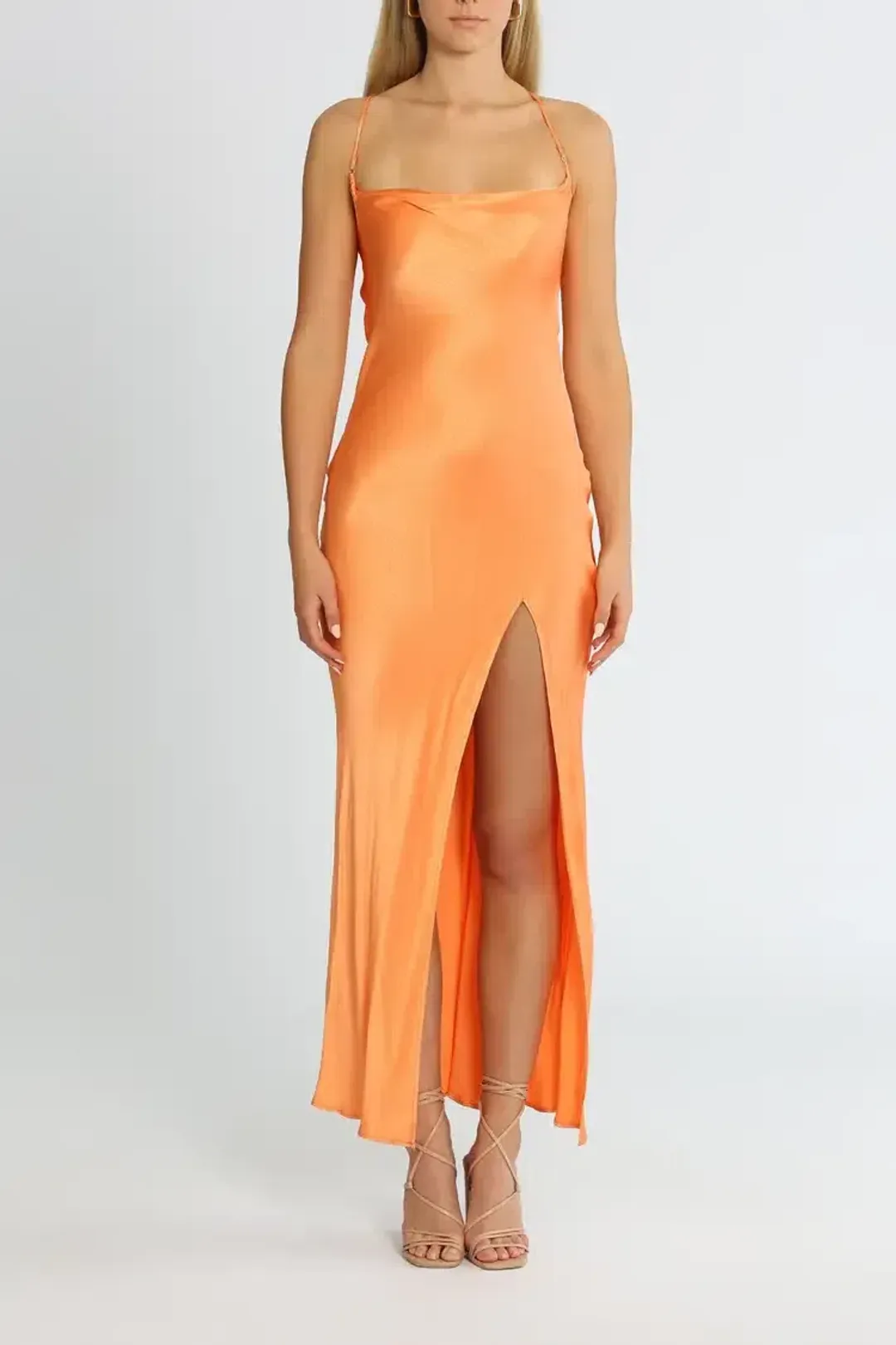 Bec and Bridge Annika Cowl Maxi Dress Sorbet Orange Size 8 for rent on The Volte - main image
