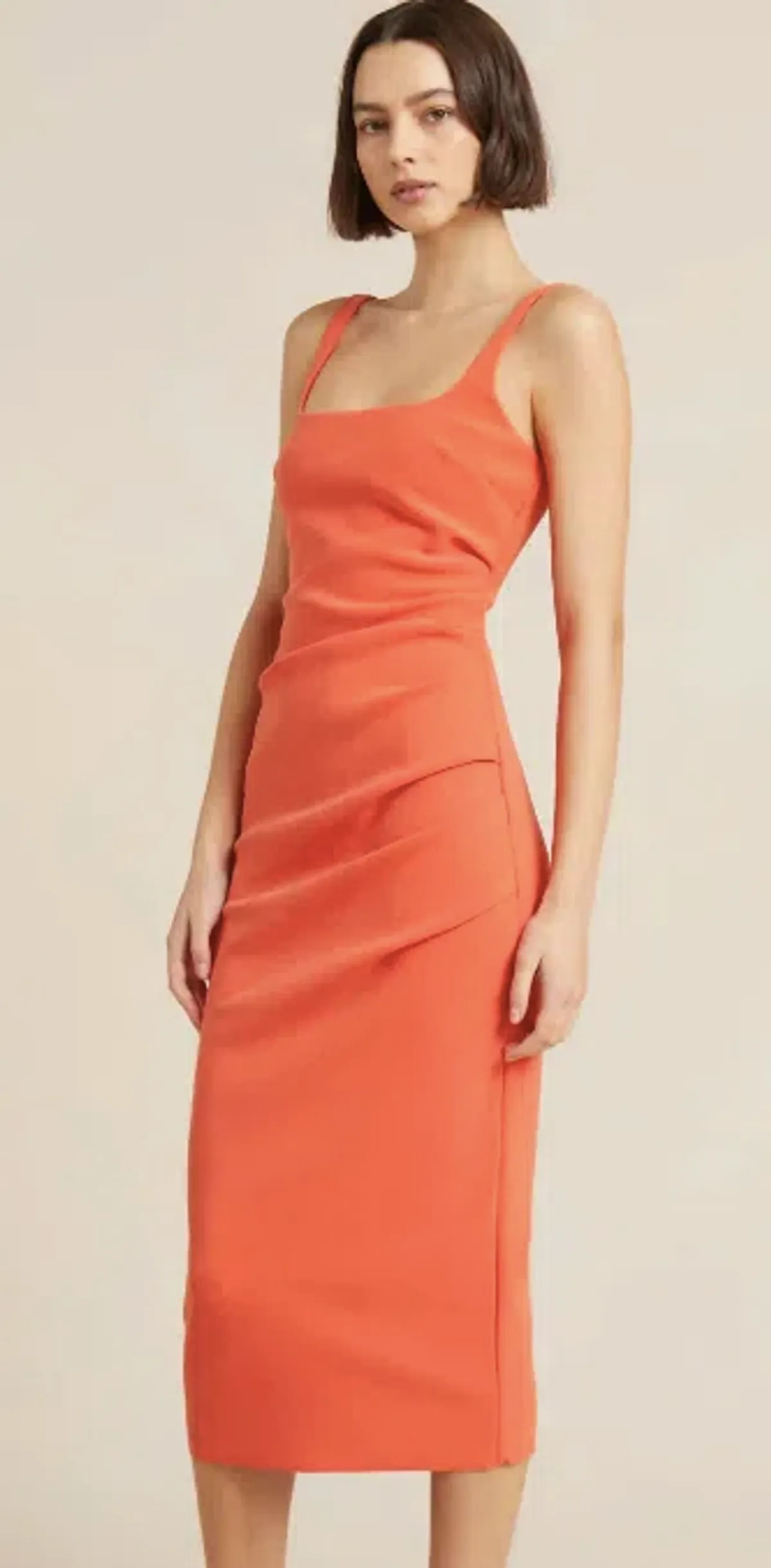 Bec & Bridge Karina Tuck Midi Dress Orange Size 12 - Image 1