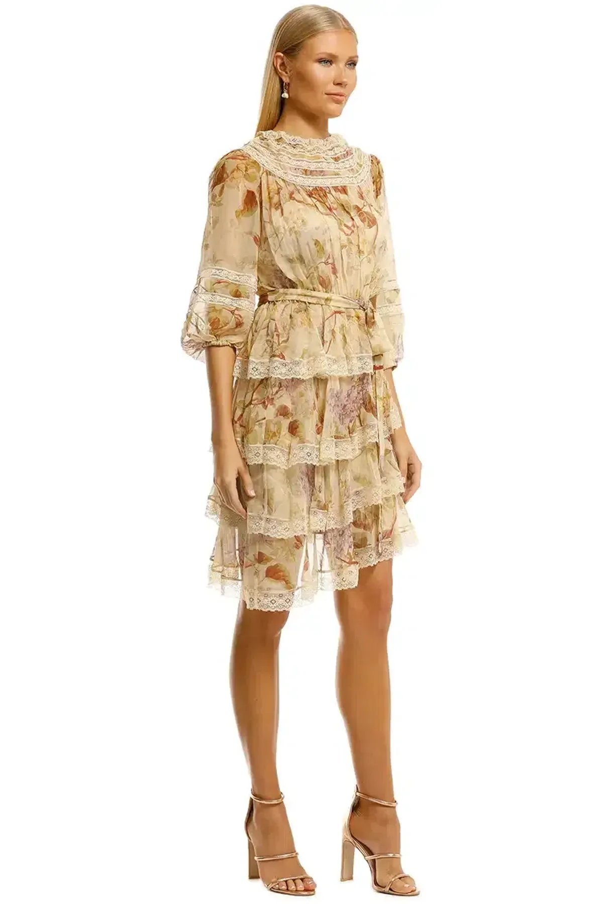 Zimmermann Sabotage Tiered Lace Mini Dress in Cream Wisteria Size 12 AU - Image 2