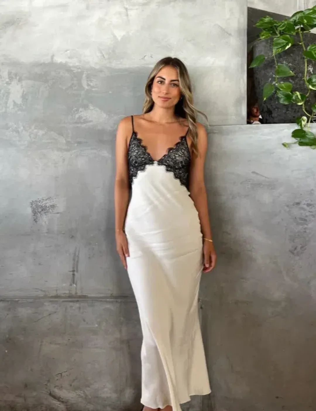 Bec & Bridge Emery Lace Maxi Dress Ivory/Black Size 8 for rent on The Volte - main image