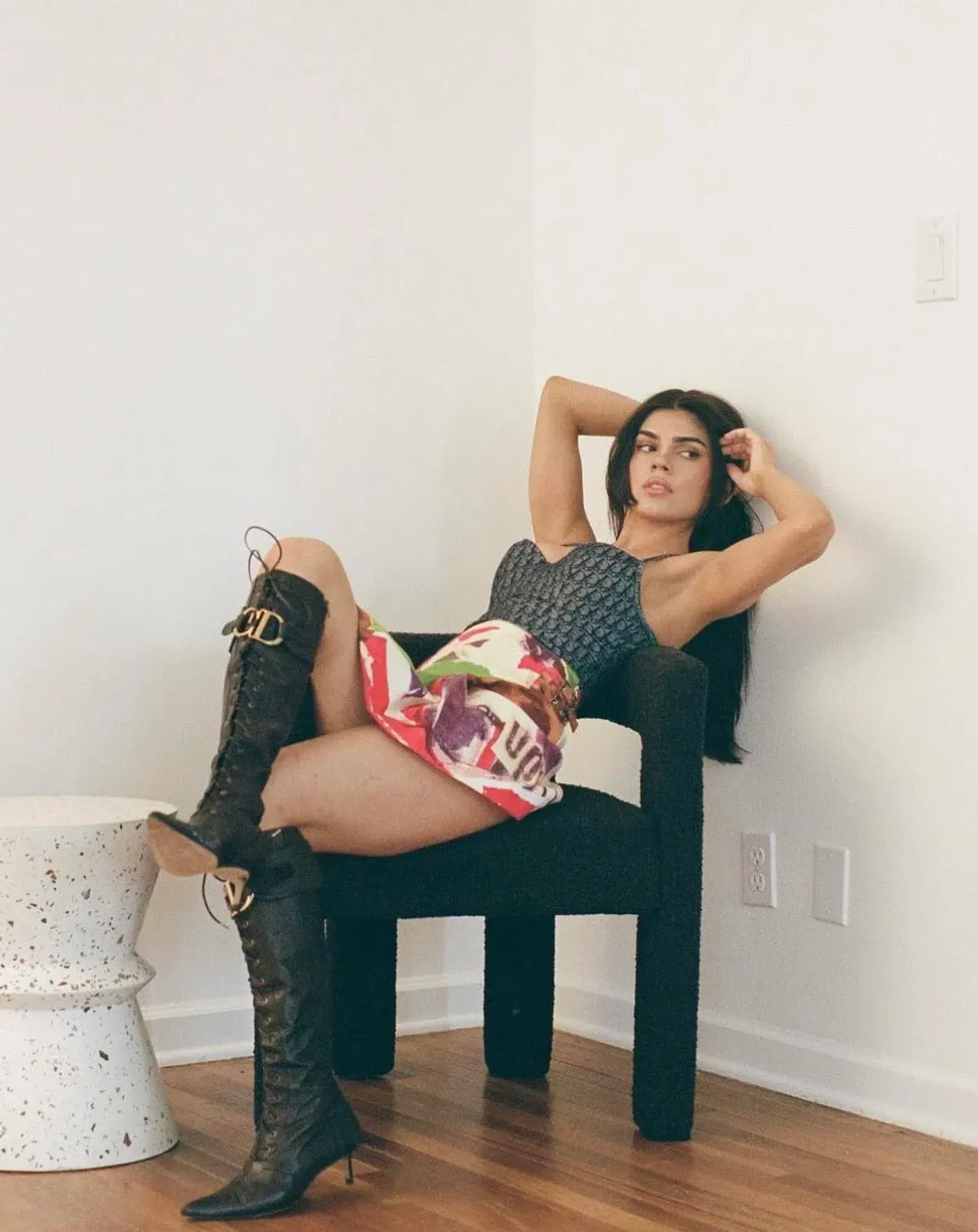 Vintage Dior Monogram Bustier Corset Navy Print Size 8 - Image 6