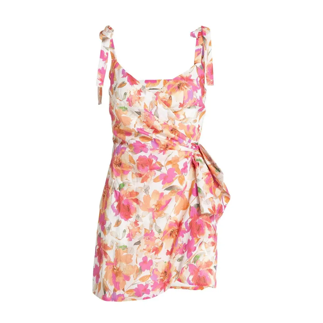 Sofia the Label Marni Mini Dress in Pink Peach Floral Size 8 for rent on The Volte - main image
