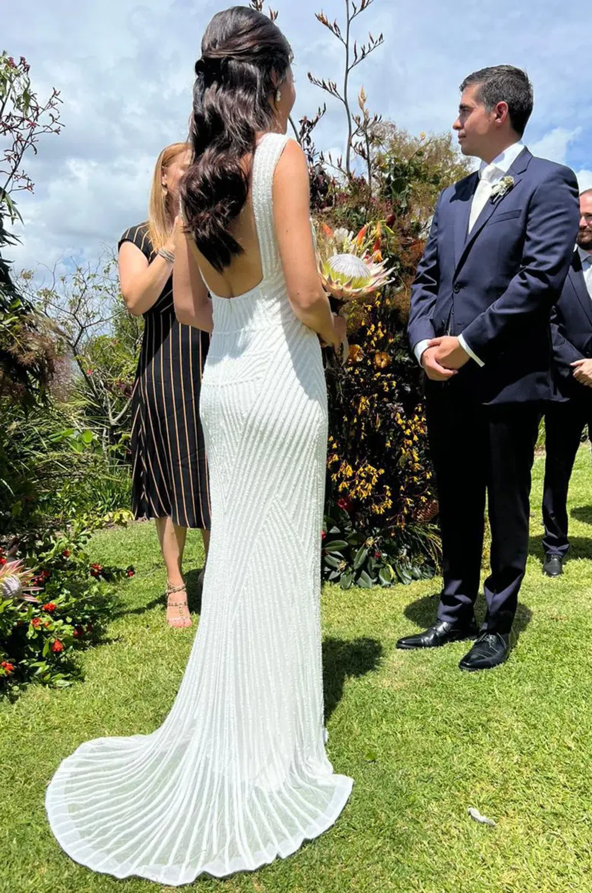 Rachel Gilbert Raquel Gown White Beaded Size 10 - Image 2