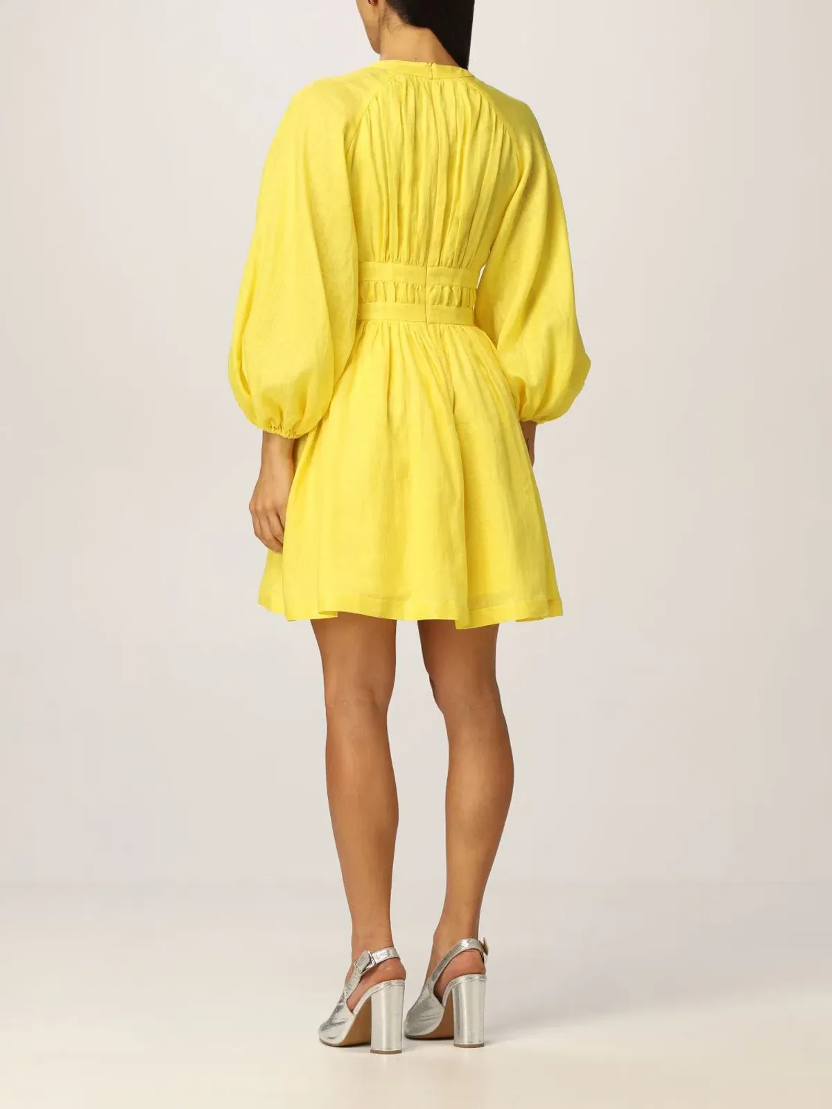 Zimmermann Shelly Plunge Mini Dress Yellow Size 0/Au 8 - Image 3