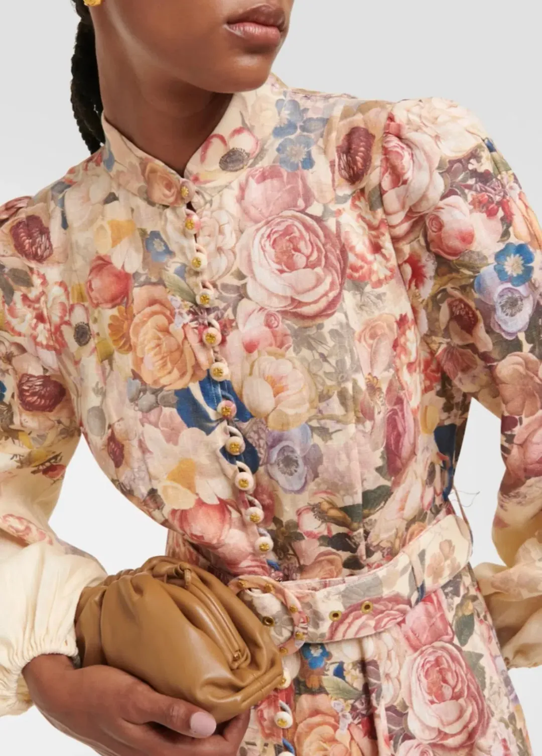 Zimmermann Luminosity Buttoned Midi Dress Floral Size 4 / AU16 for rent on The Volte - main image