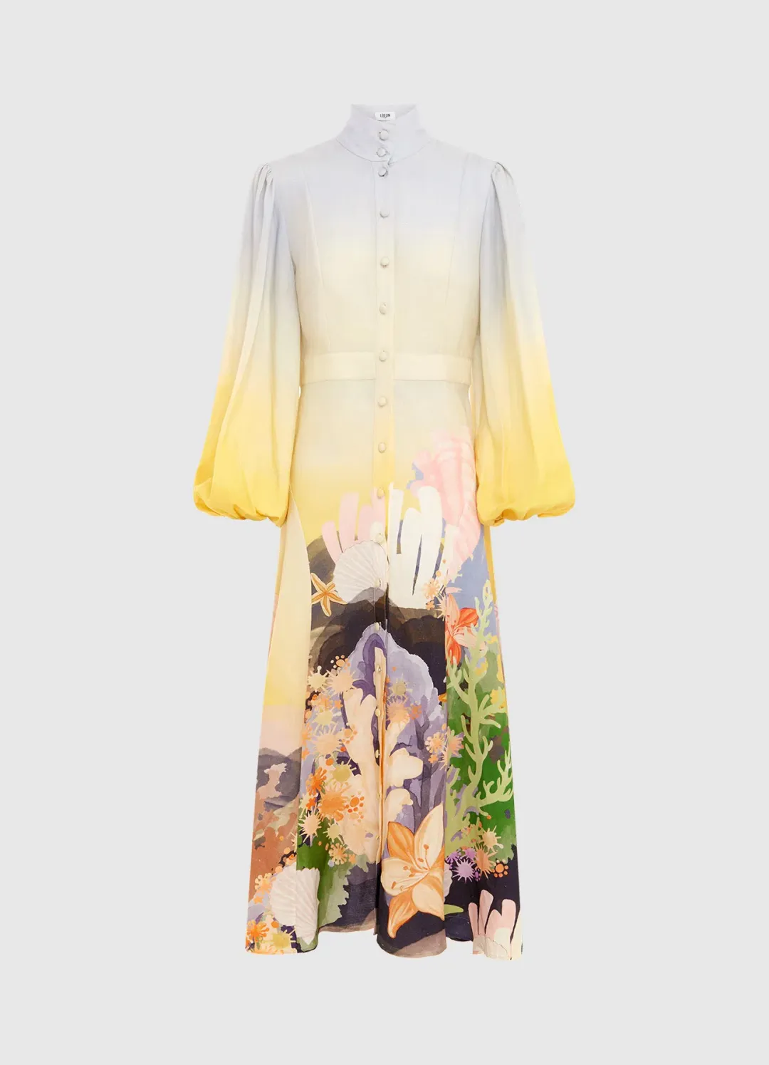 Leo Lin Nellie Midi Dress Neptune Print in Seashell Size 14 for rent on The Volte - main image