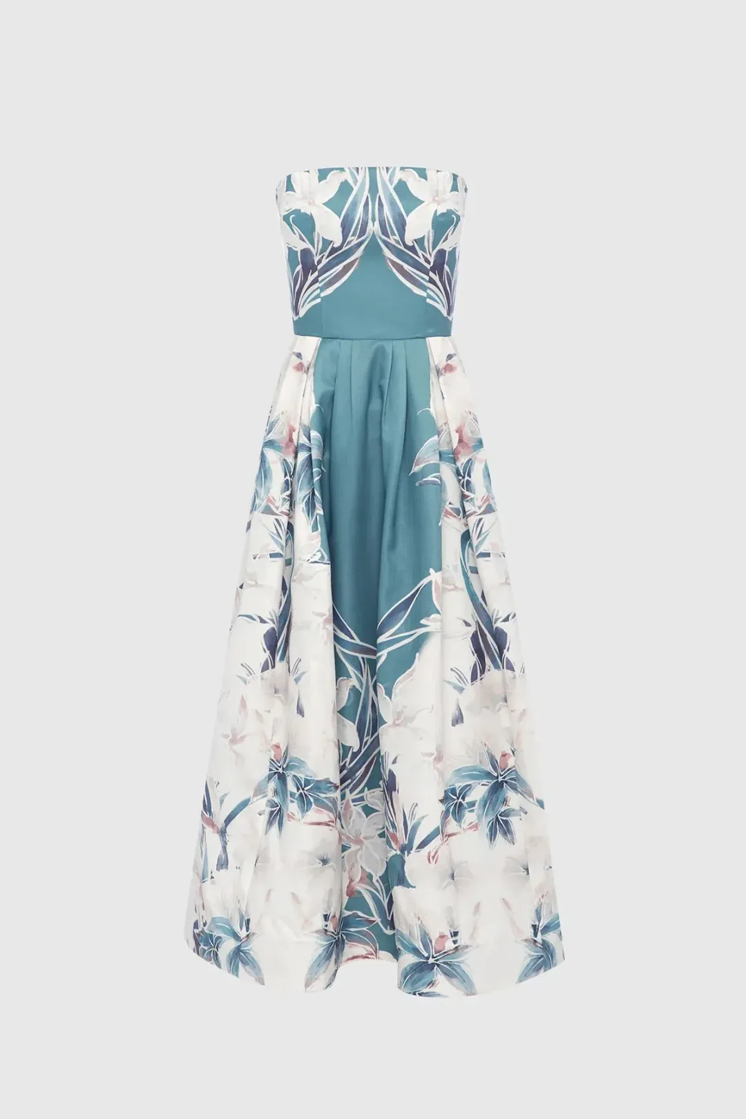 Leo Lin Lynn Bustier Midi Dress Orient Print Mist Size AU 8  for rent on The Volte - main image