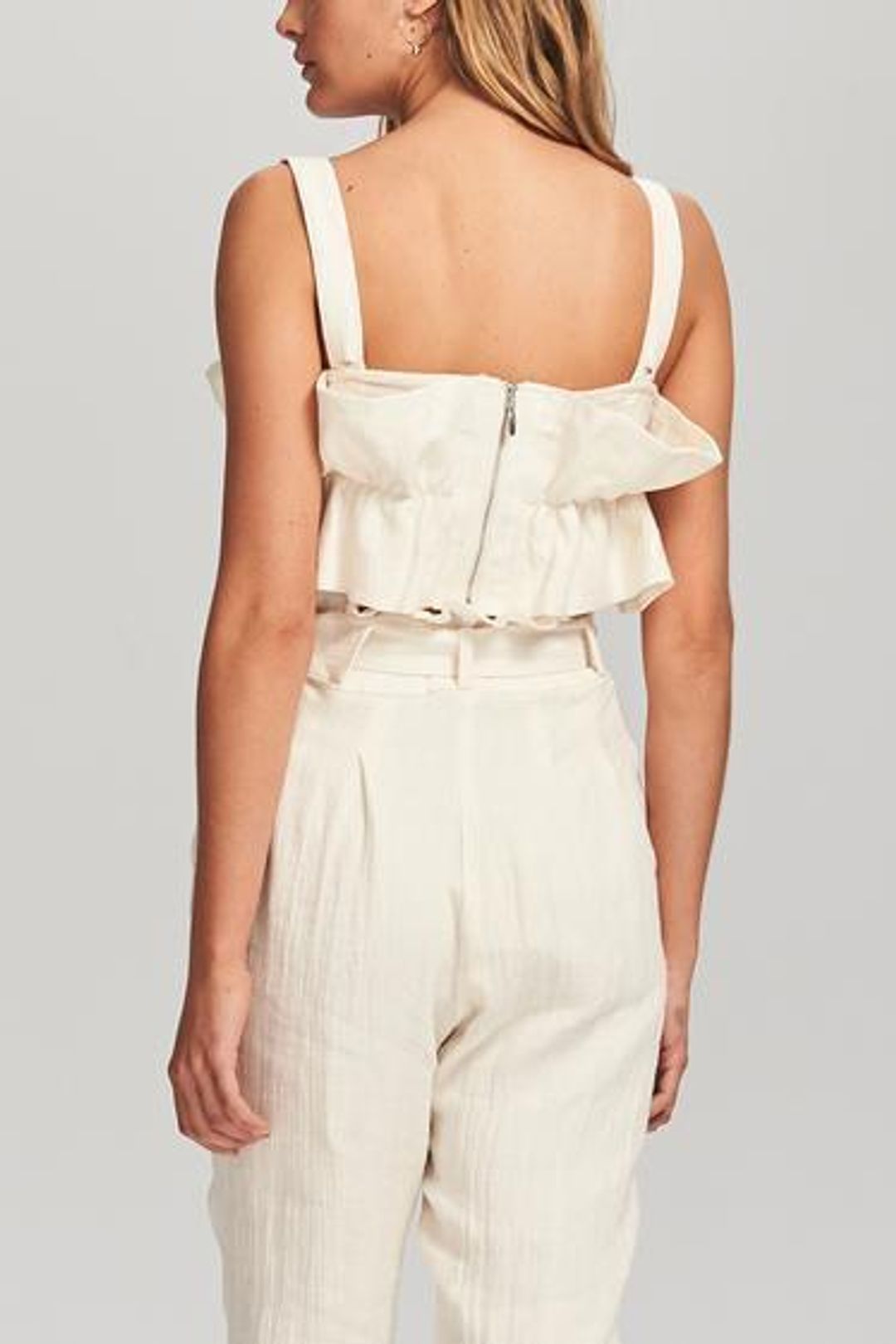 Steele Aster Crop Top and Linen Pants Set Cream Size 6 for rent on The Volte - main image