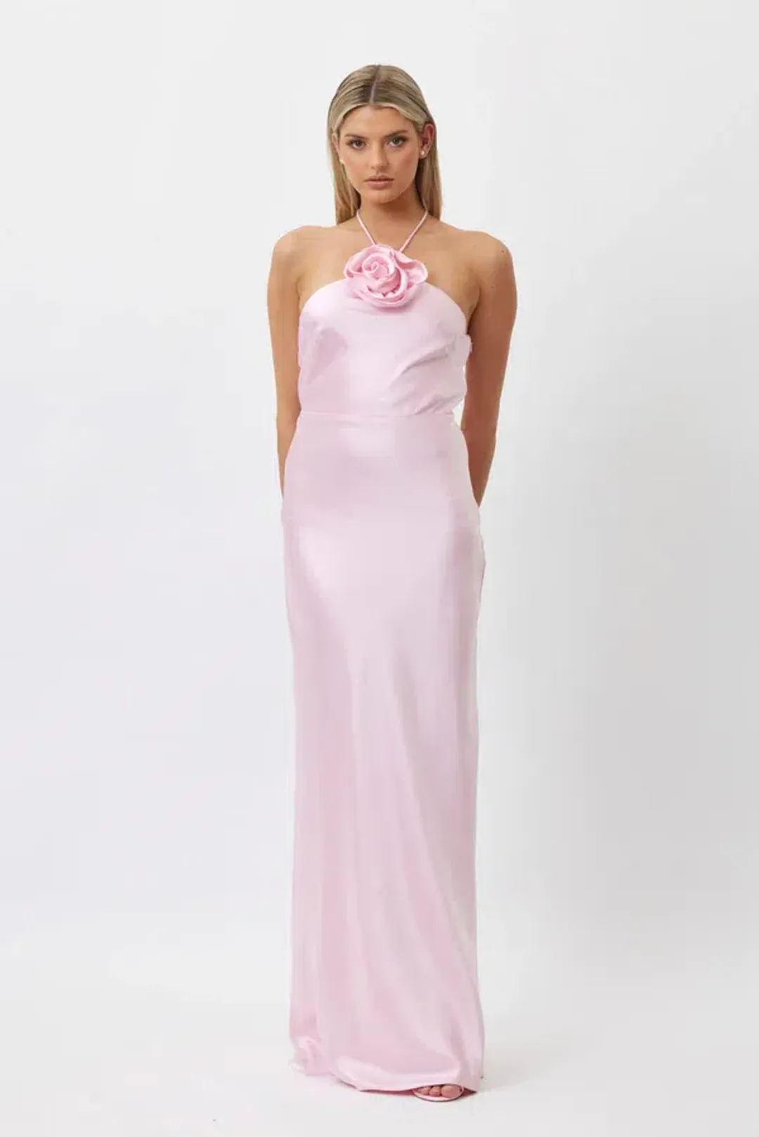 Bianca & Bridgett Tina Halter Dress Pink Size 8 for rent on The Volte - main image