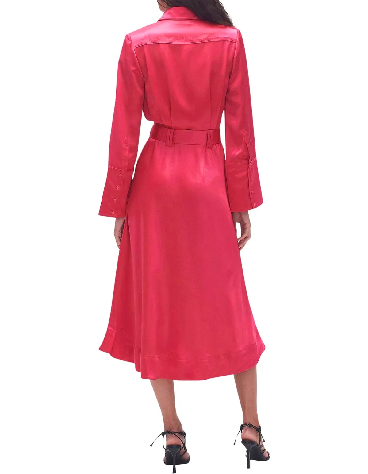 Aje Echo Belted Midi Shirt Dress Hot Pink Size 10 - Image 3