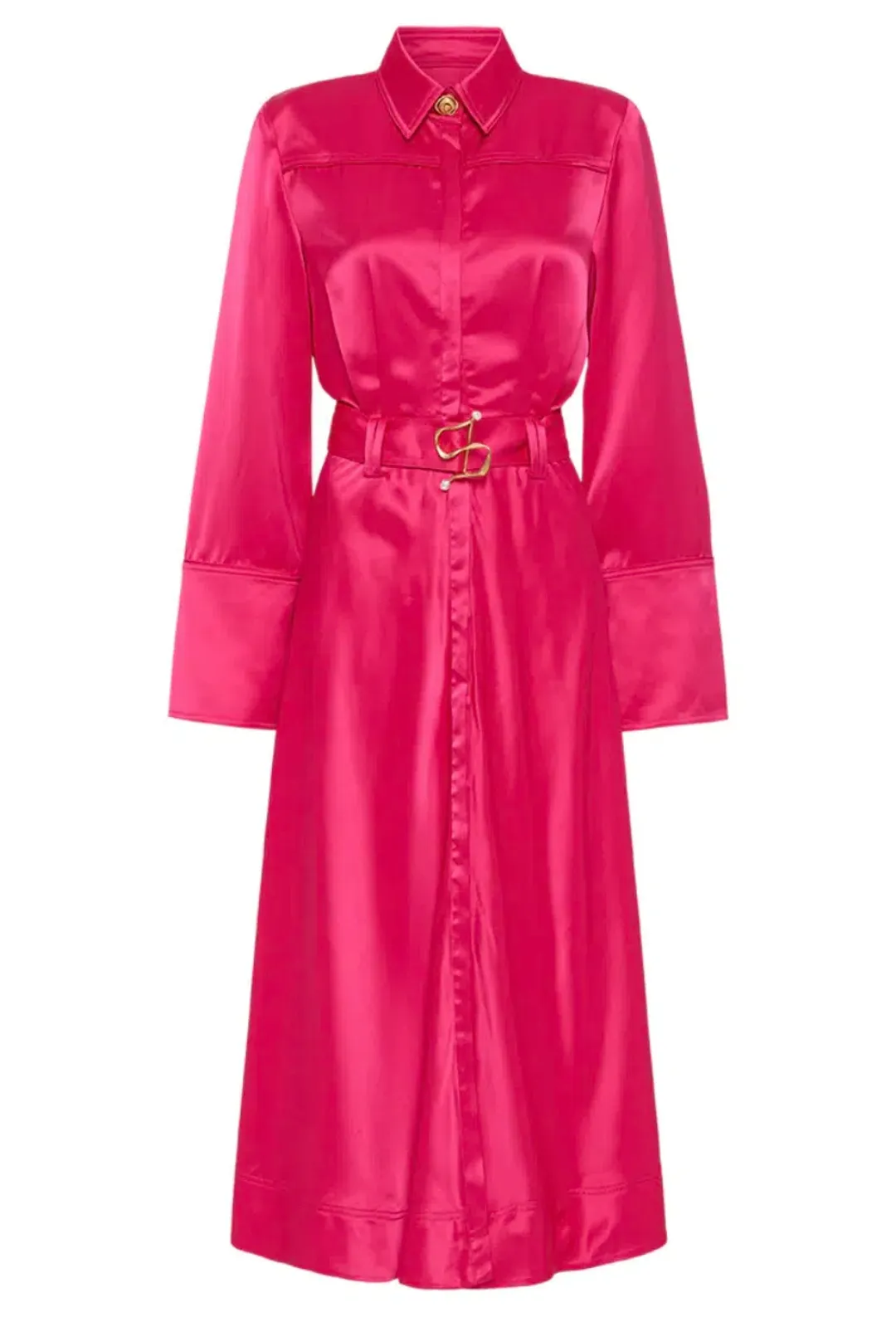 Aje Echo Belted Midi Shirt Dress Hot Pink Size 10 for rent on The Volte - main image