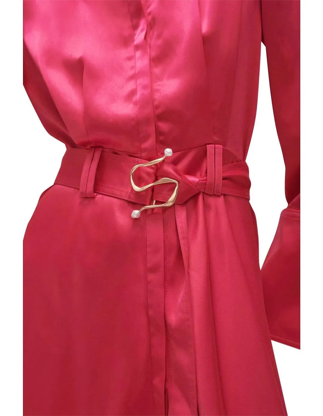Aje Echo Belted Midi Shirt Dress Hot Pink Size 10 for rent on The Volte - main image