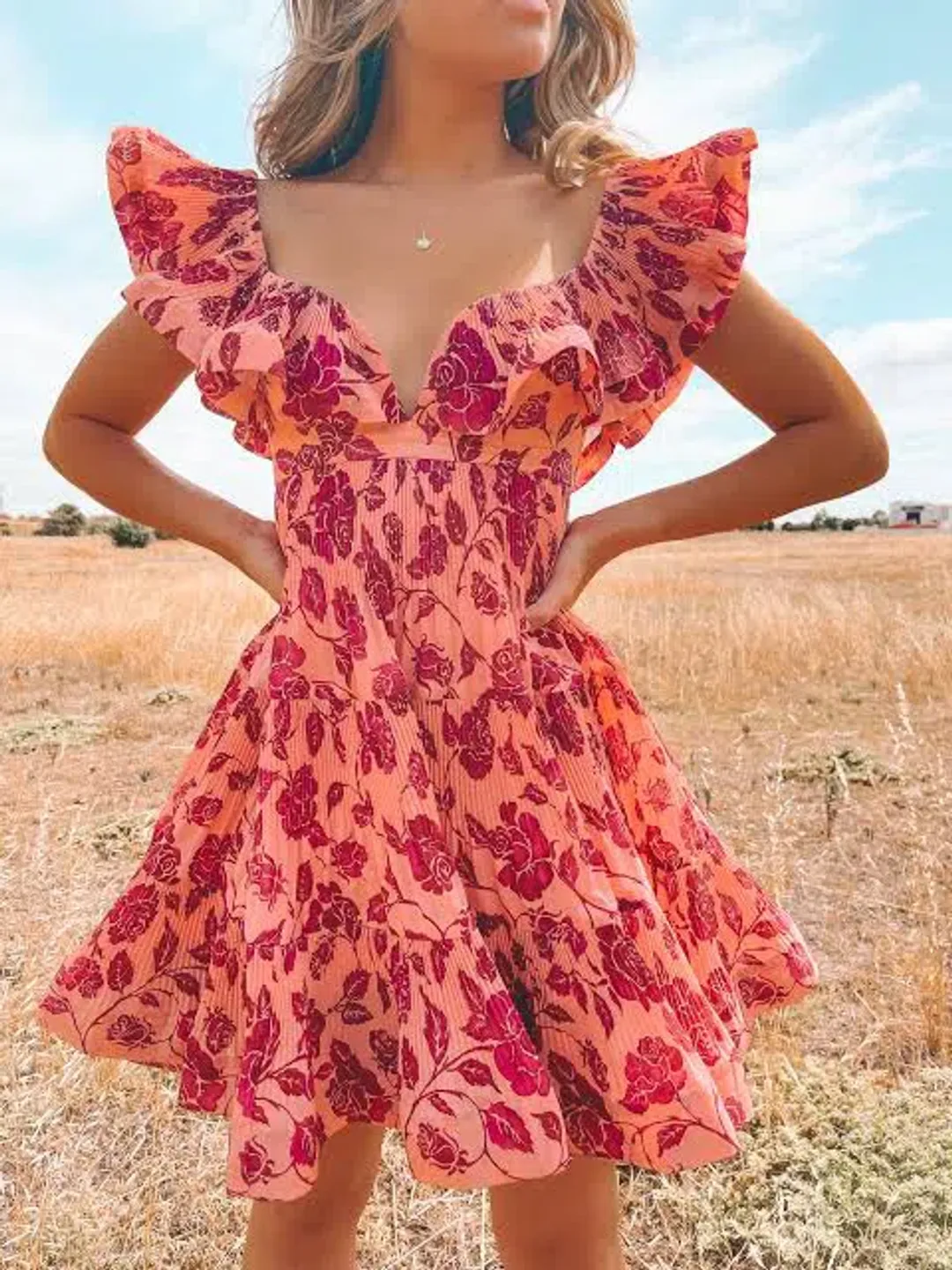 Zimmermann Lovestruck Pleated Mini Dress Floral Size 2 / AU 12 for rent on The Volte - main image