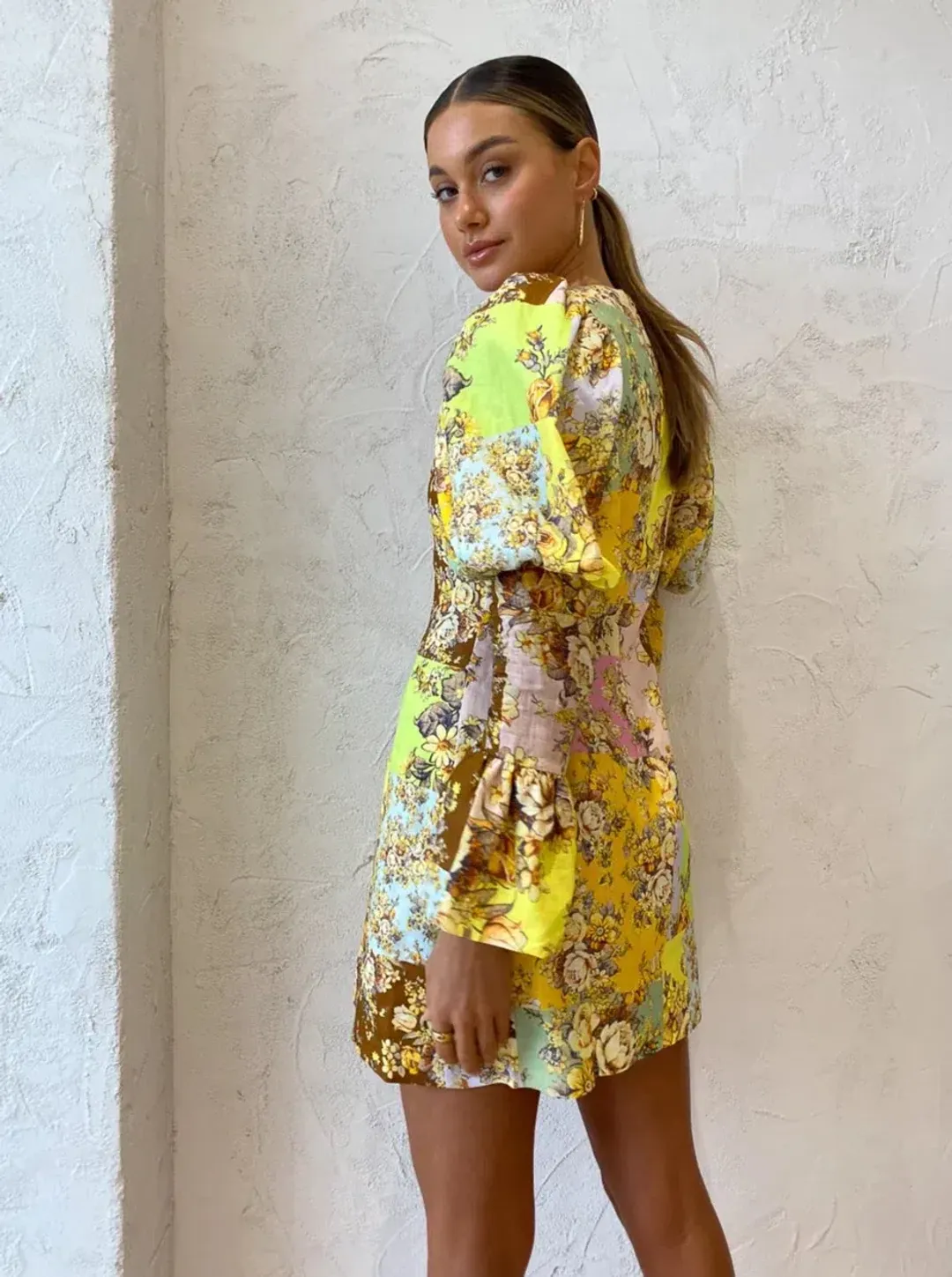 Alemais Matilde Puff Sleeve Mini Dress Floral Size 10 for rent on The Volte - main image