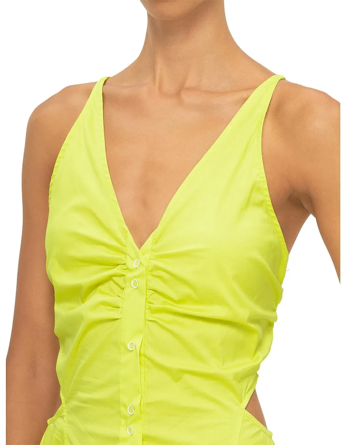 Ganni Stretch Cotton Maxi Dress Yellow Size 12 - Image 5