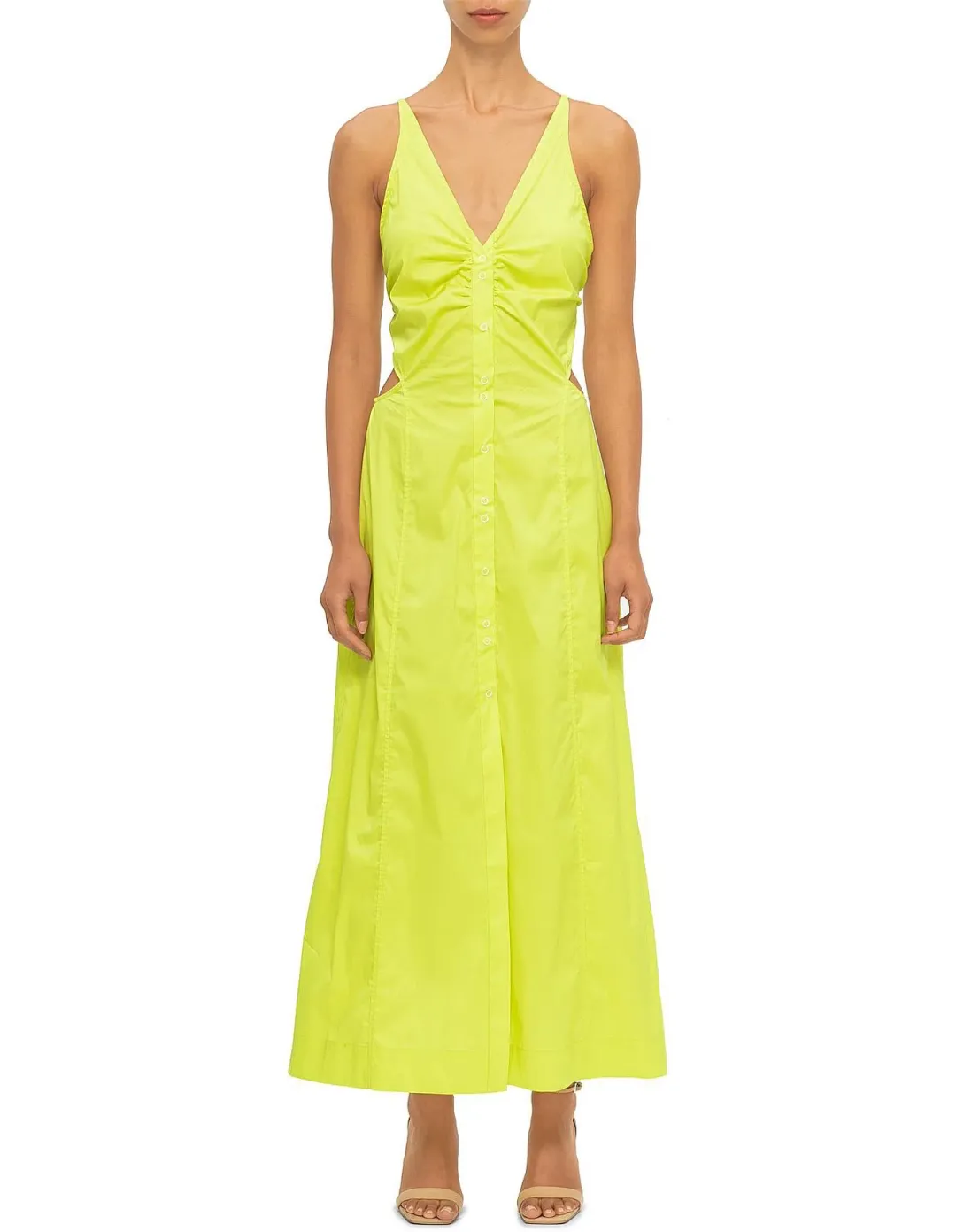 Ganni Stretch Cotton Maxi Dress Yellow Size 12 for rent on The Volte - main image