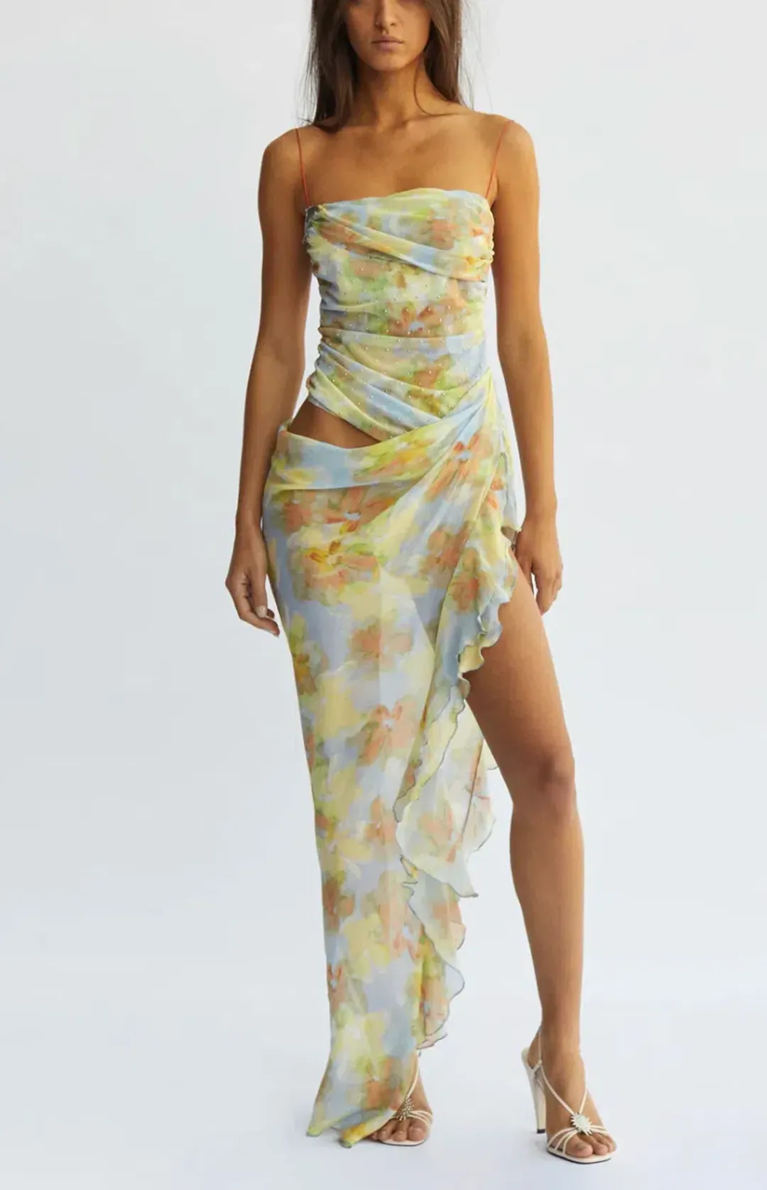 Bec & Bridge Zephy Asym Dress Blue Blossom Floral Size S / AU 8 for rent on The Volte - main image