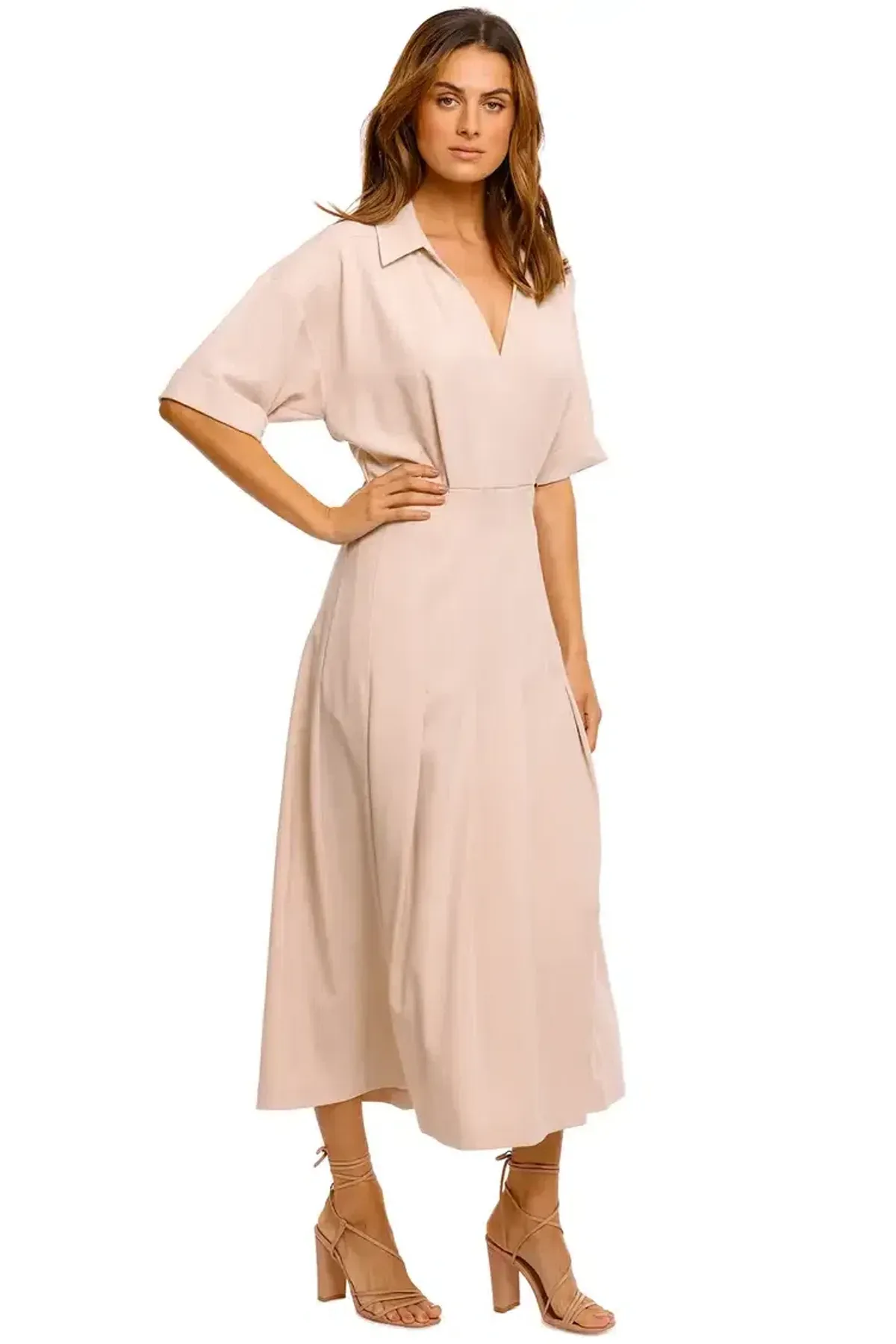 Camilla and Marc Corsica Pleated Dress in Oatmeal Size 12 - Image 2