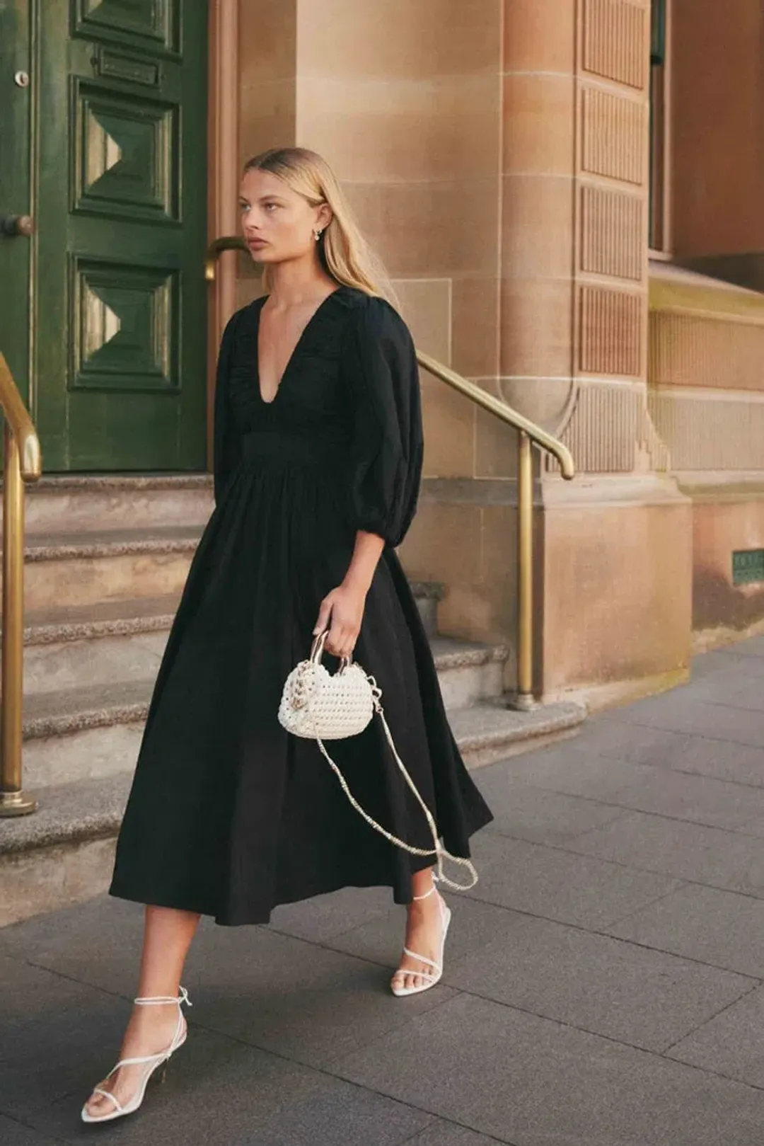 Aje Audrey Waisted Midi Dress Black Size 10 for rent on The Volte - main image