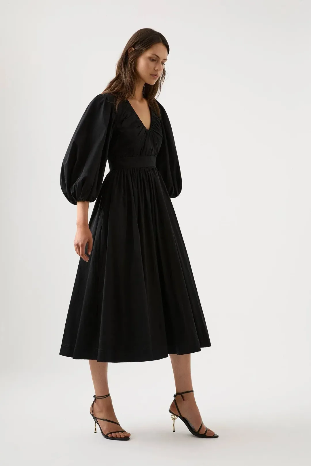 Aje Audrey Waisted Midi Dress Black Size 10 for rent on The Volte - main image