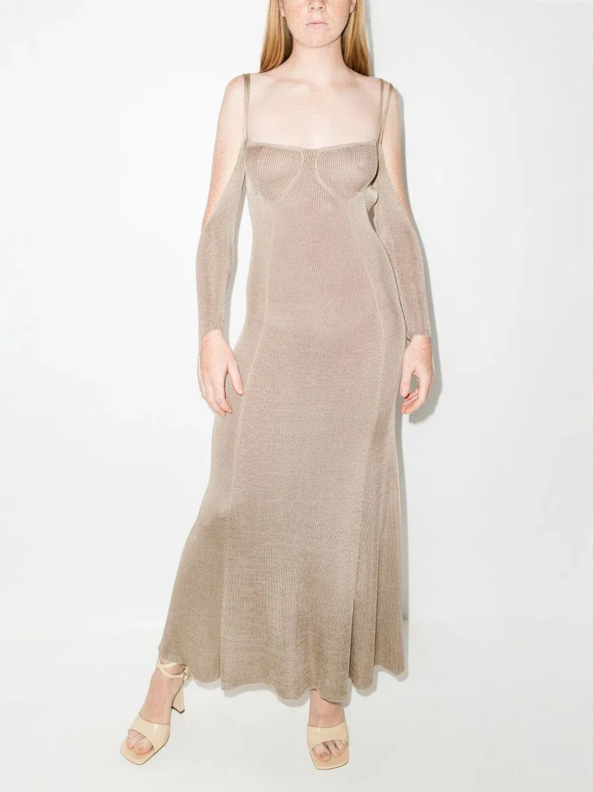 Isa Boulder Open Back Knitted Midi Dress Neutrals Size S / AU 8 - Image 1