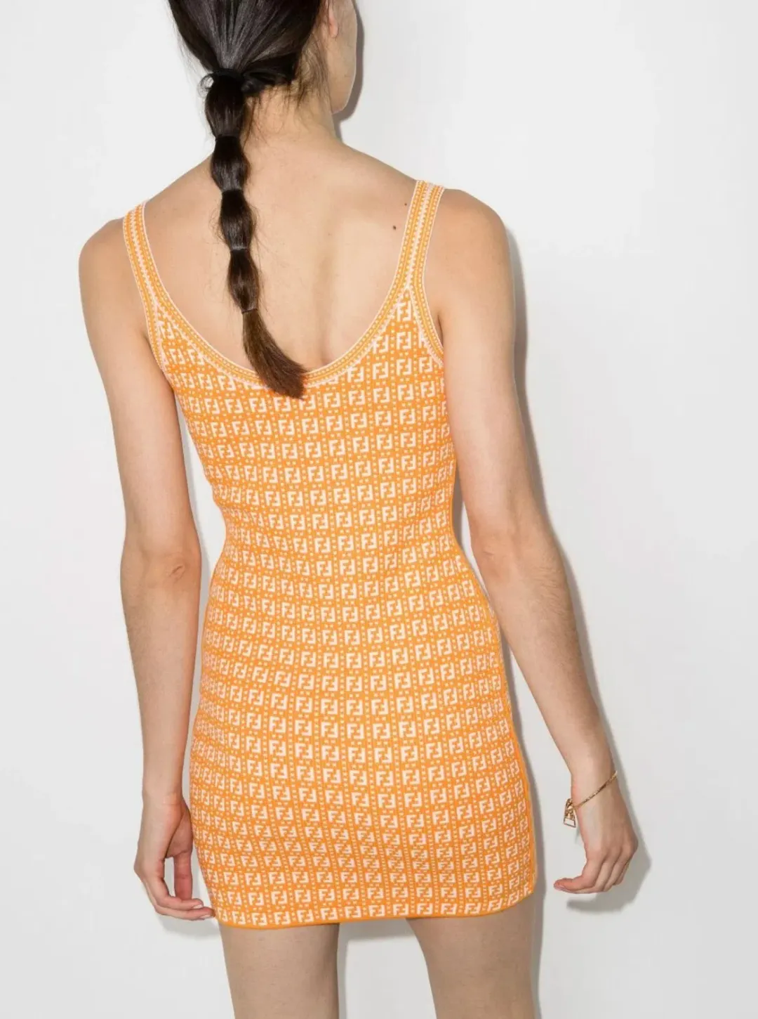Fendi Motif Logo Jacquard Print Mini Dress Orange Size 38 / AU 10 for rent on The Volte - main image