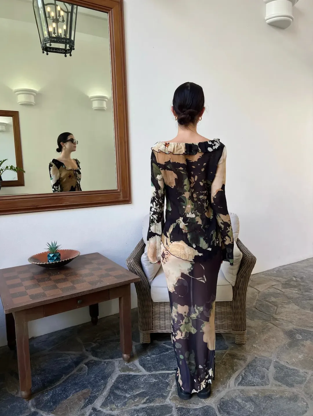 Isabelle Quinn Adeline Blouse & Marilyn Skirt Set Midnight Floral  Size 8 for rent on The Volte - main image