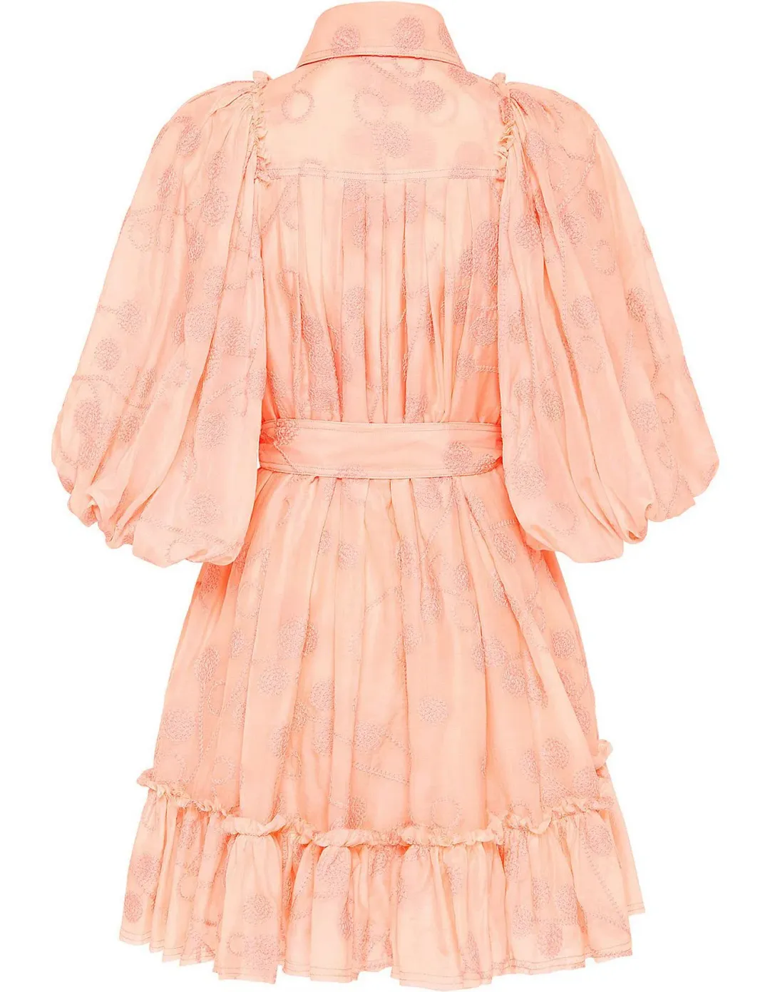 Aje Textural Puff Sleeve Mini Dress Peach Size 8 for rent on The Volte - main image