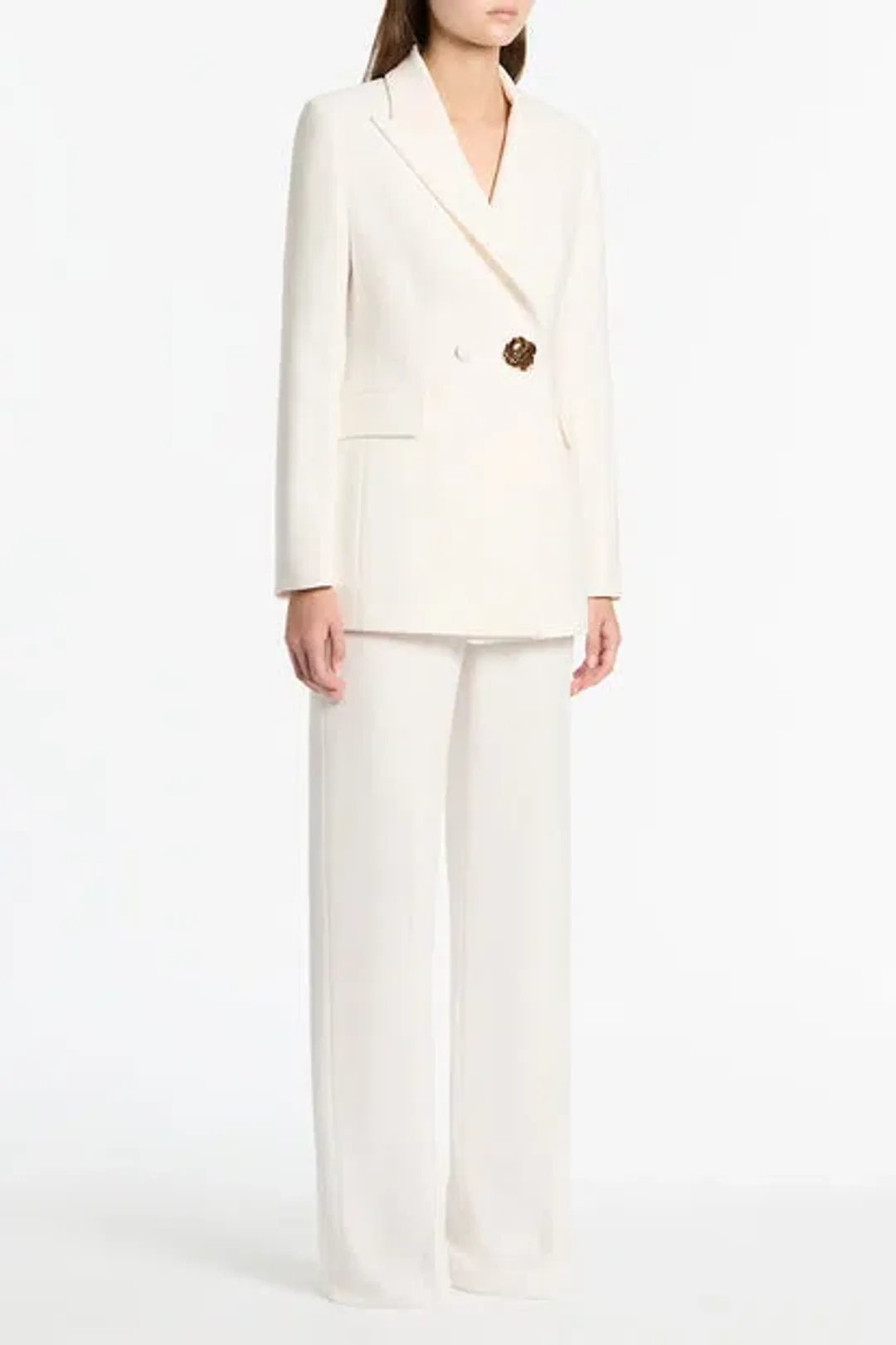 Carla Zampatti Crepe Florence Blazer and Pants Set White Size 10 for rent on The Volte - main image