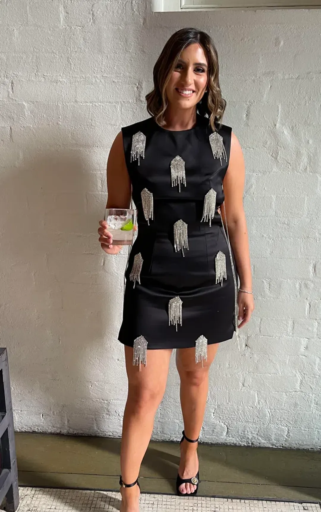 Kourh Onirique Crystal Mini Dress Black Size 10  for rent on The Volte - main image