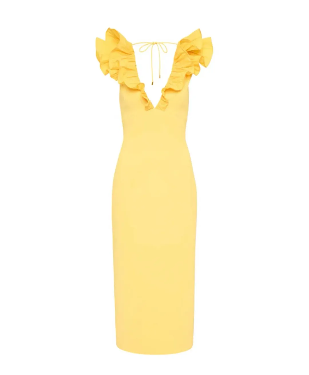 Rebecca Vallance Chloe Midi Dress Yellow Size 10 for rent on The Volte - main image