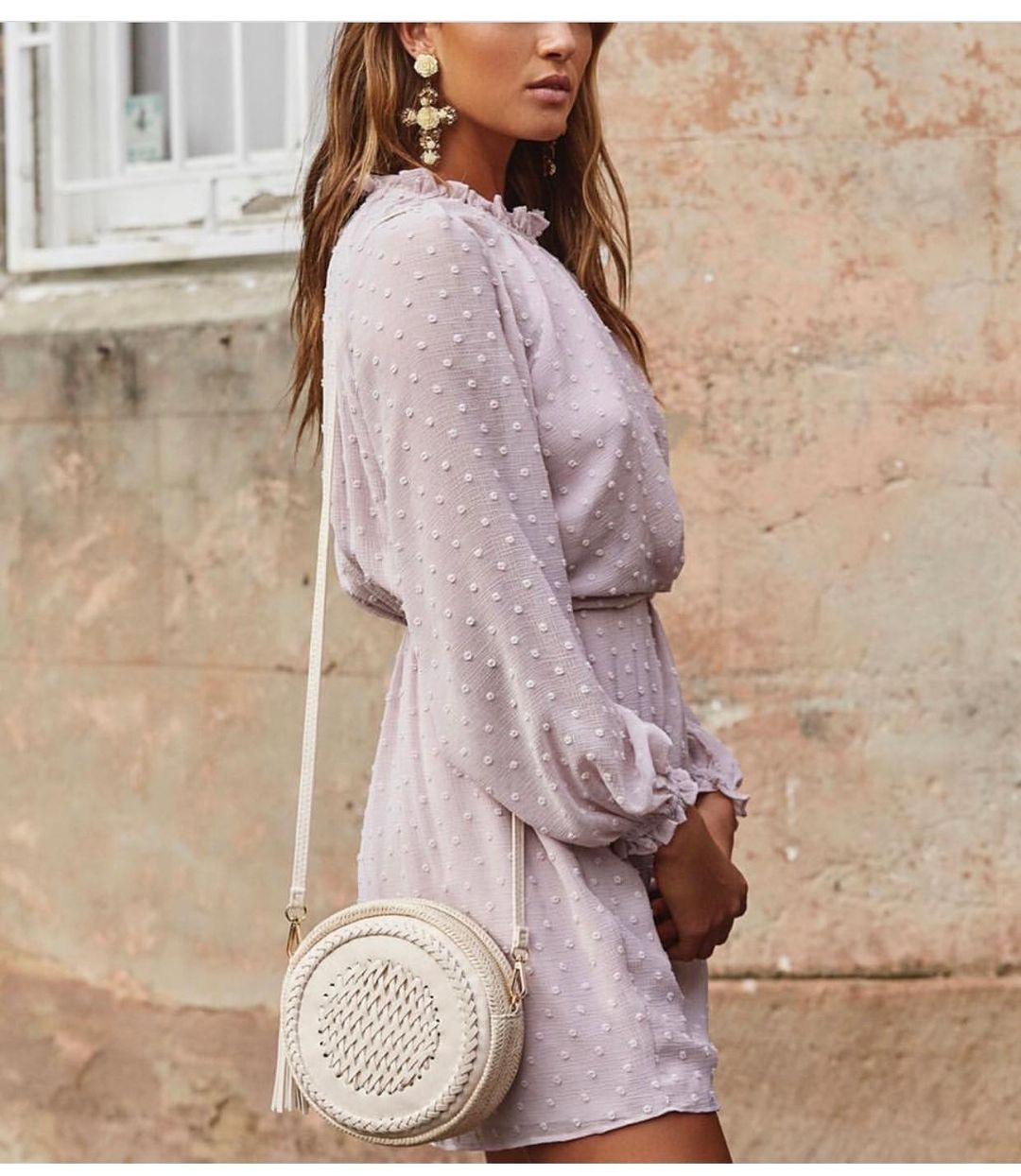 Shieke Maison Dobby Mini Dress Blush Size 10 for rent on The Volte - main image