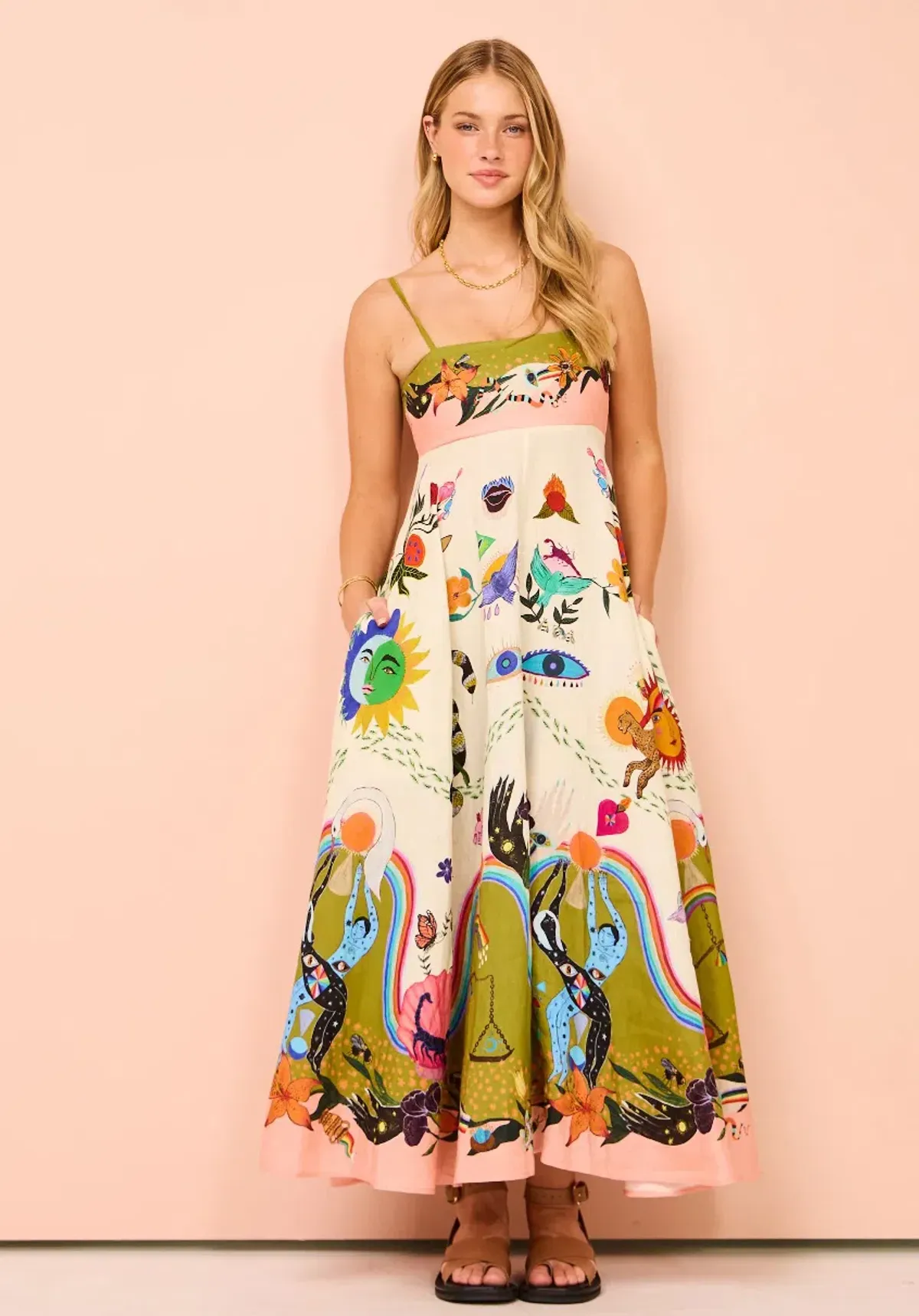 Alemais Evergreen Sundress Multi Print Size 10 - Image 1