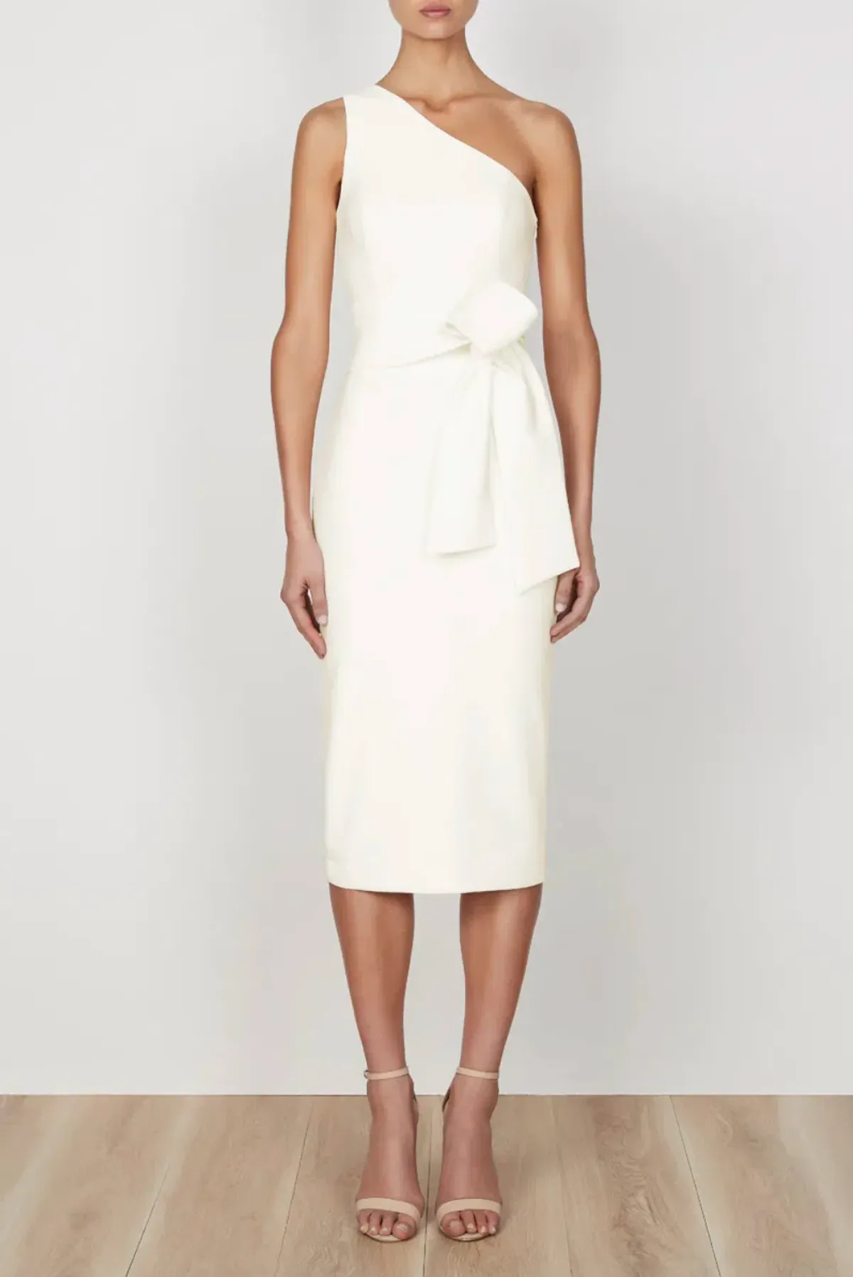 Shona Joy Lucy One Shoulder Midi Dress Ivory Size 10 - Image 2