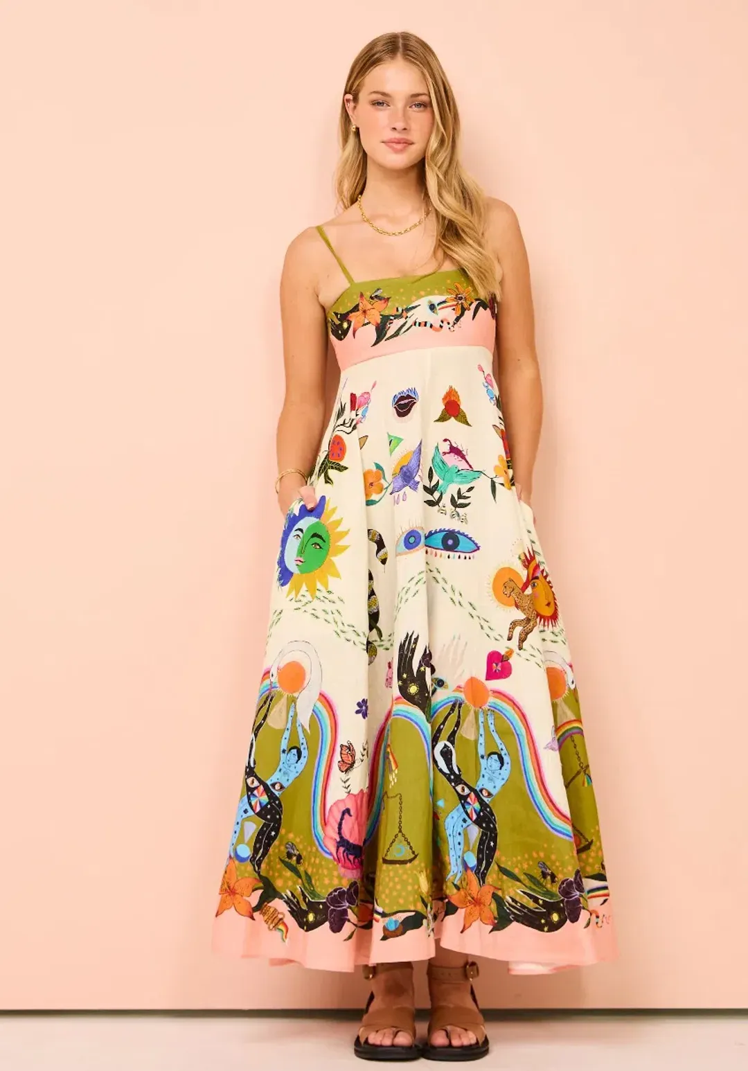 Alemais Evergreen Sundress Print Size 14 for rent on The Volte - main image