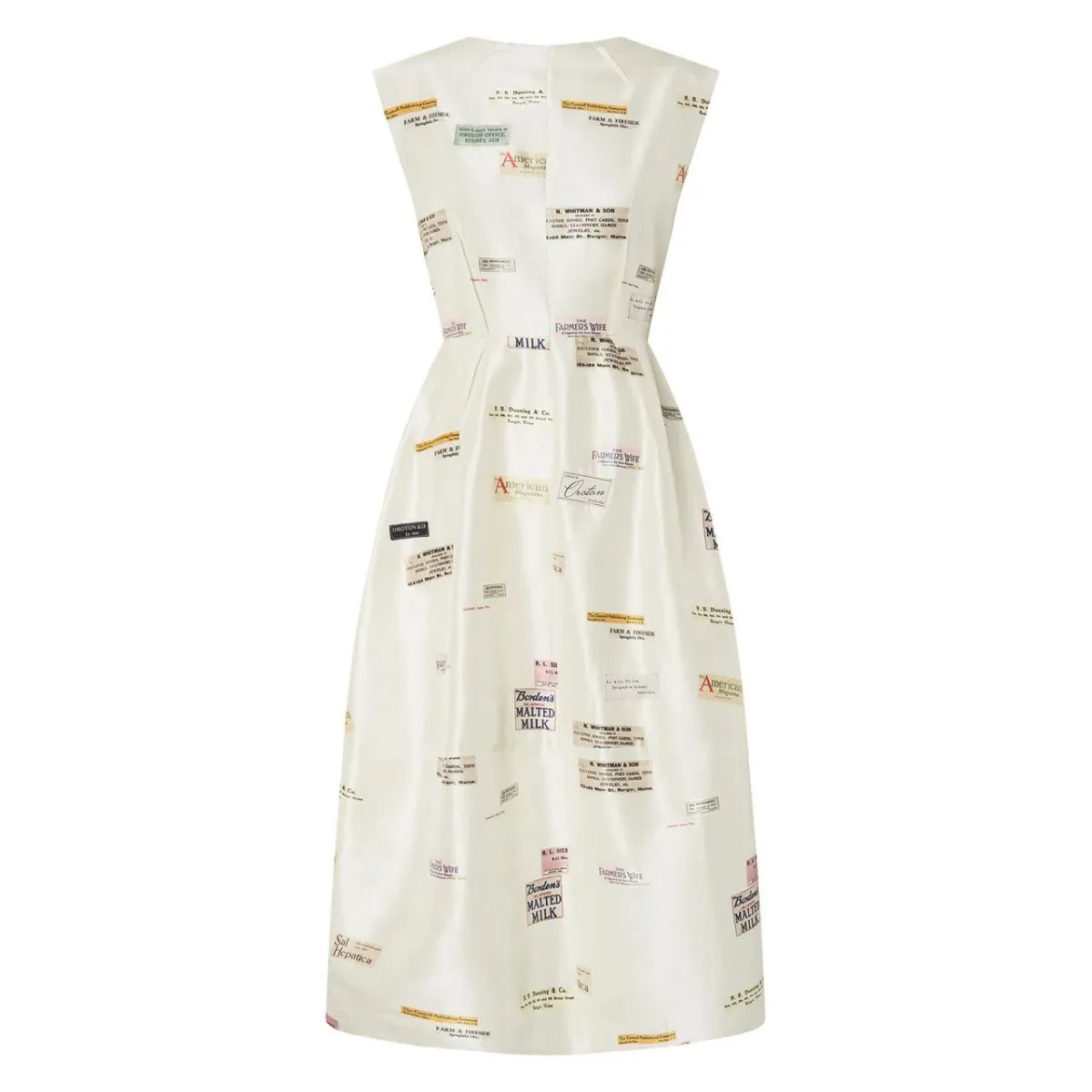 Oroton Structured Spaced Label Midi Dress Soft Cream Print Size 6 - Image 4