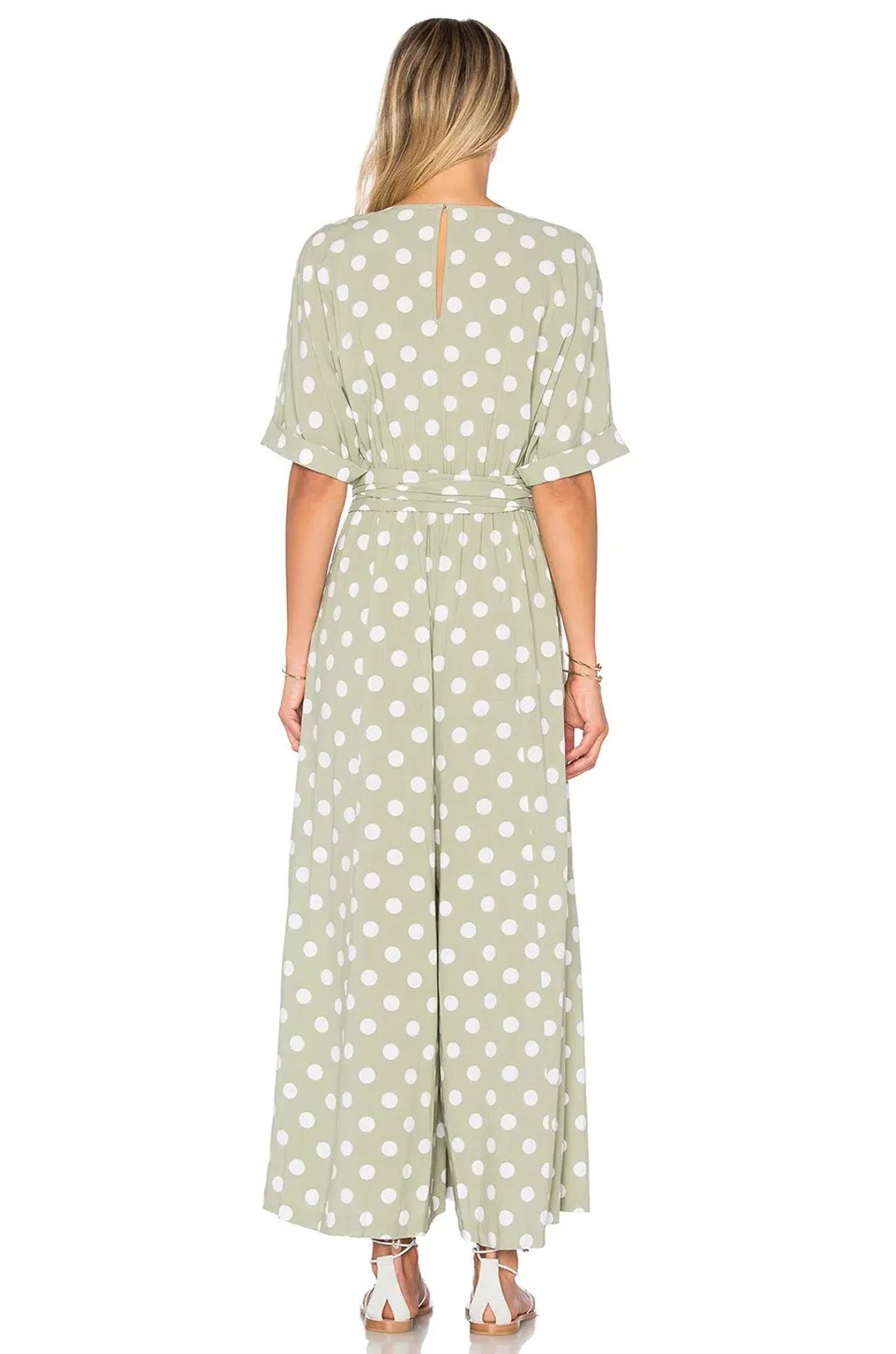 Mara Hoffman Deep V Neck Jumpsuit Green Print Size 8 for rent on The Volte - main image