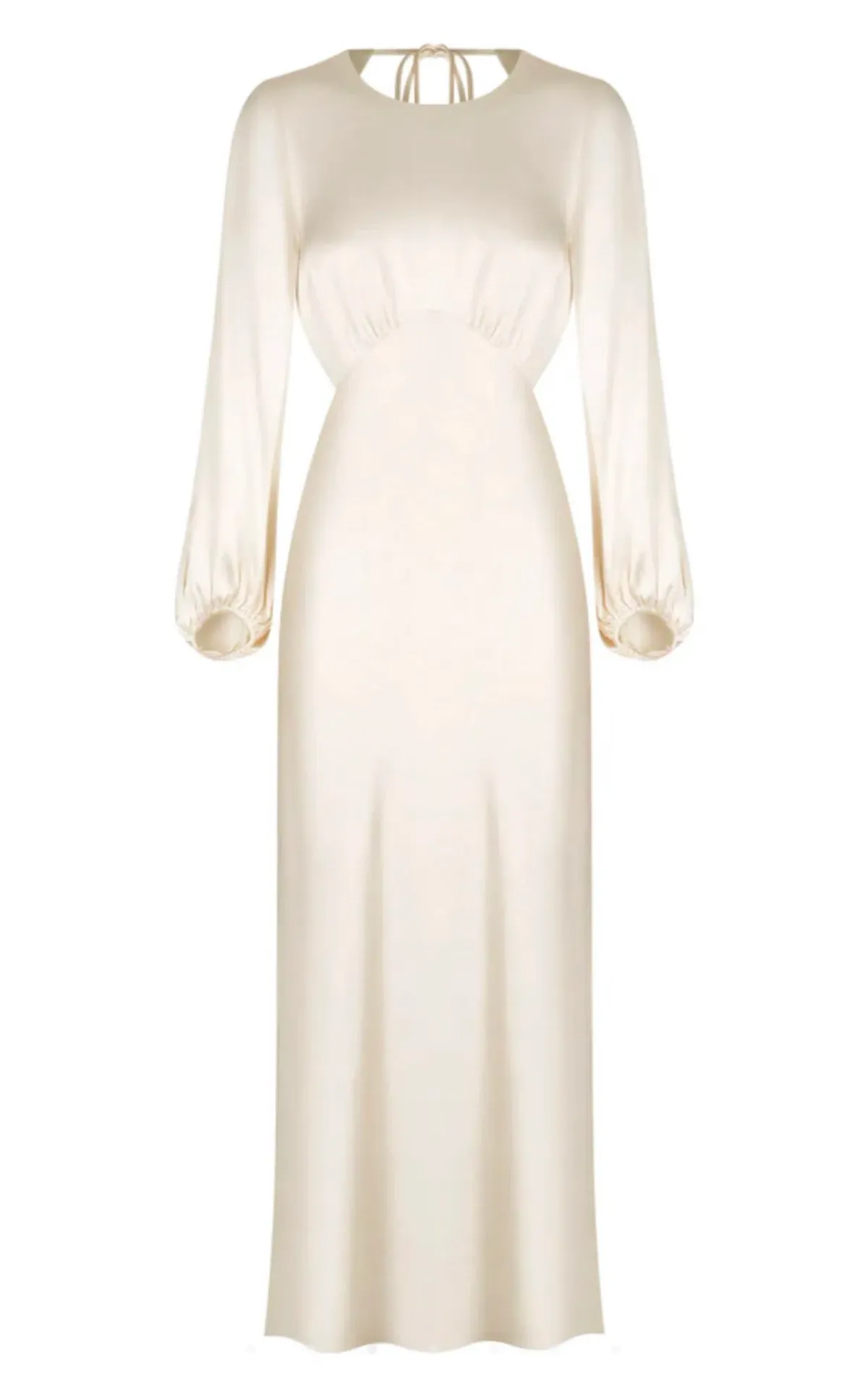 Shona Joy La Lune Open Back Balloon Sleeve Midi Dress Cream Size 6 - Image 5
