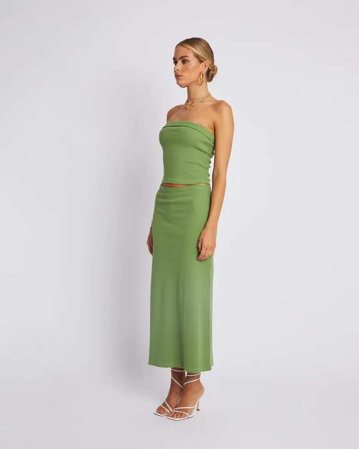 Summi Summi Midi Skirt and Tube Top Set Olive Size 8 - Image 2