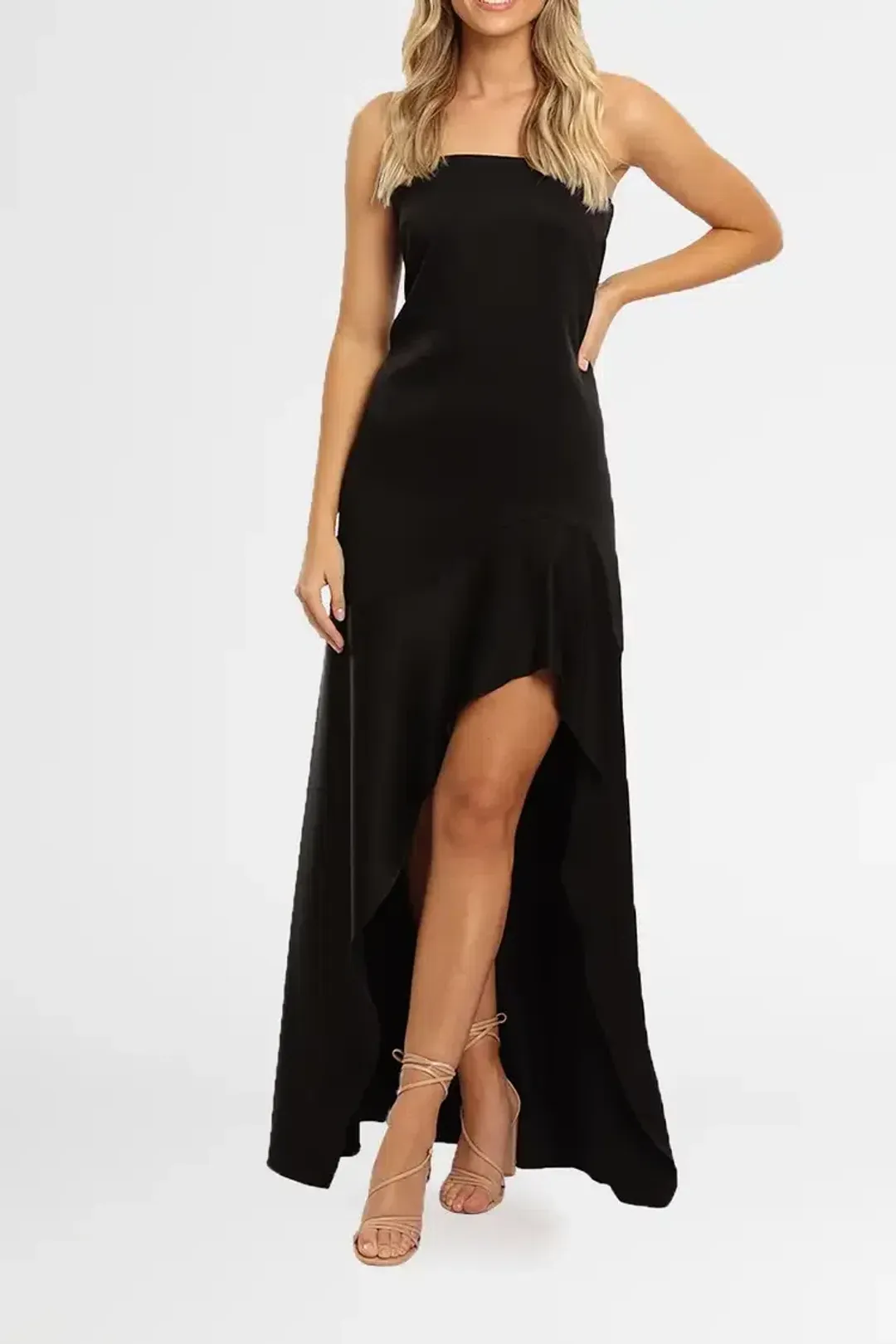 Camilla and Marc Strapless Akane Gown in Black Size 12 for rent on The Volte - main image