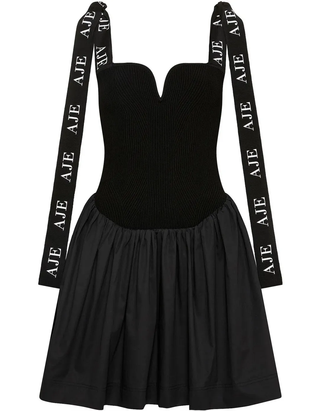 Aje Mira Logo Strap Tulip Dress Black Size S / Au 8 for rent on The Volte - main image