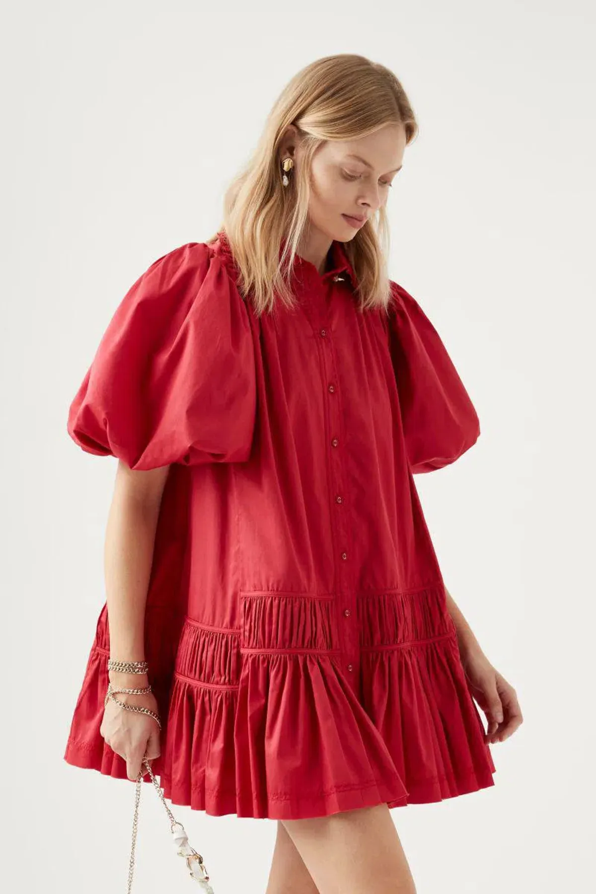 AJE Yvette Smock Mini Dress Red Size 6 - Image 5