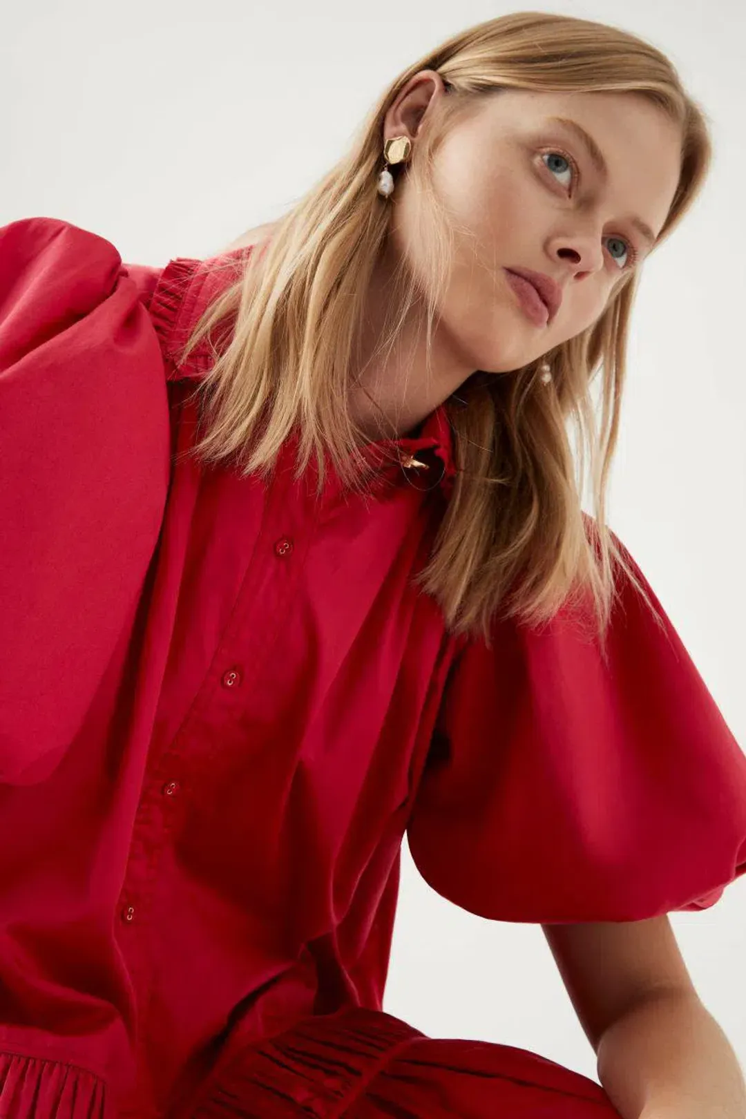 AJE Yvette Smock Mini Dress Red Size 6 for rent on The Volte - main image