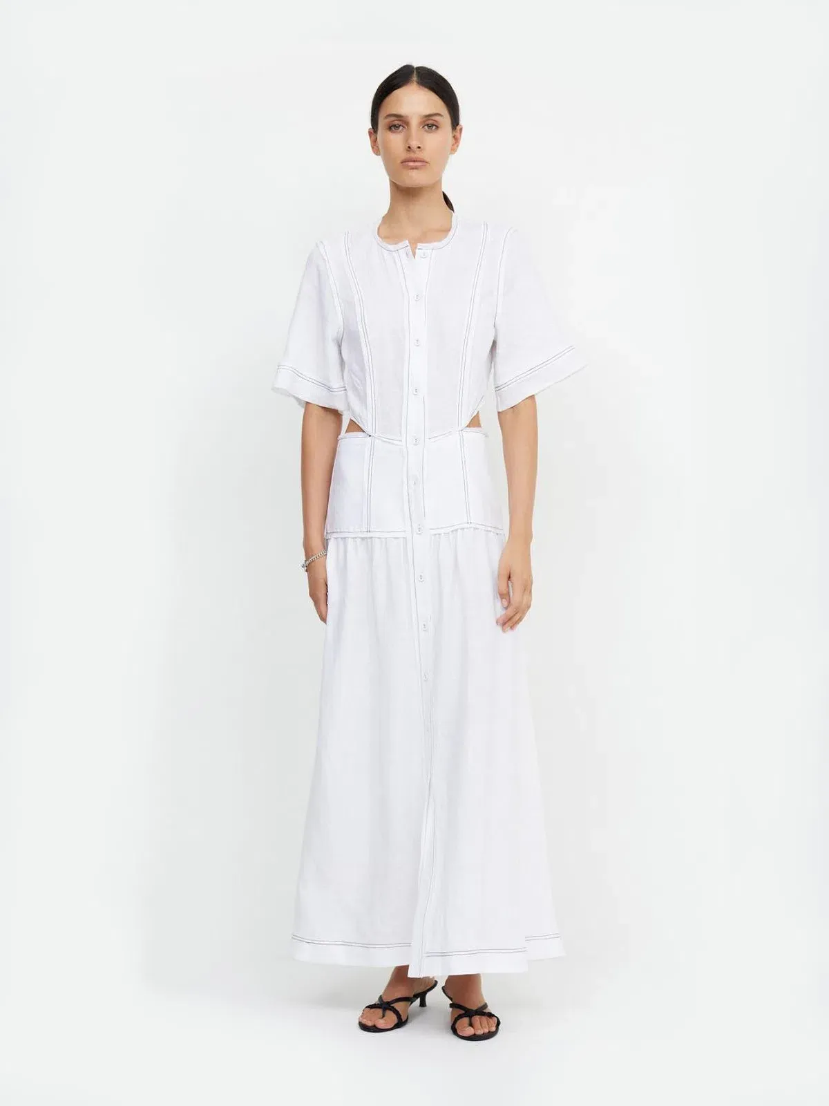 Bec & Bridge Cassie Short Sleeve Maxi Dress in Ivory Size 12 - Image 1
