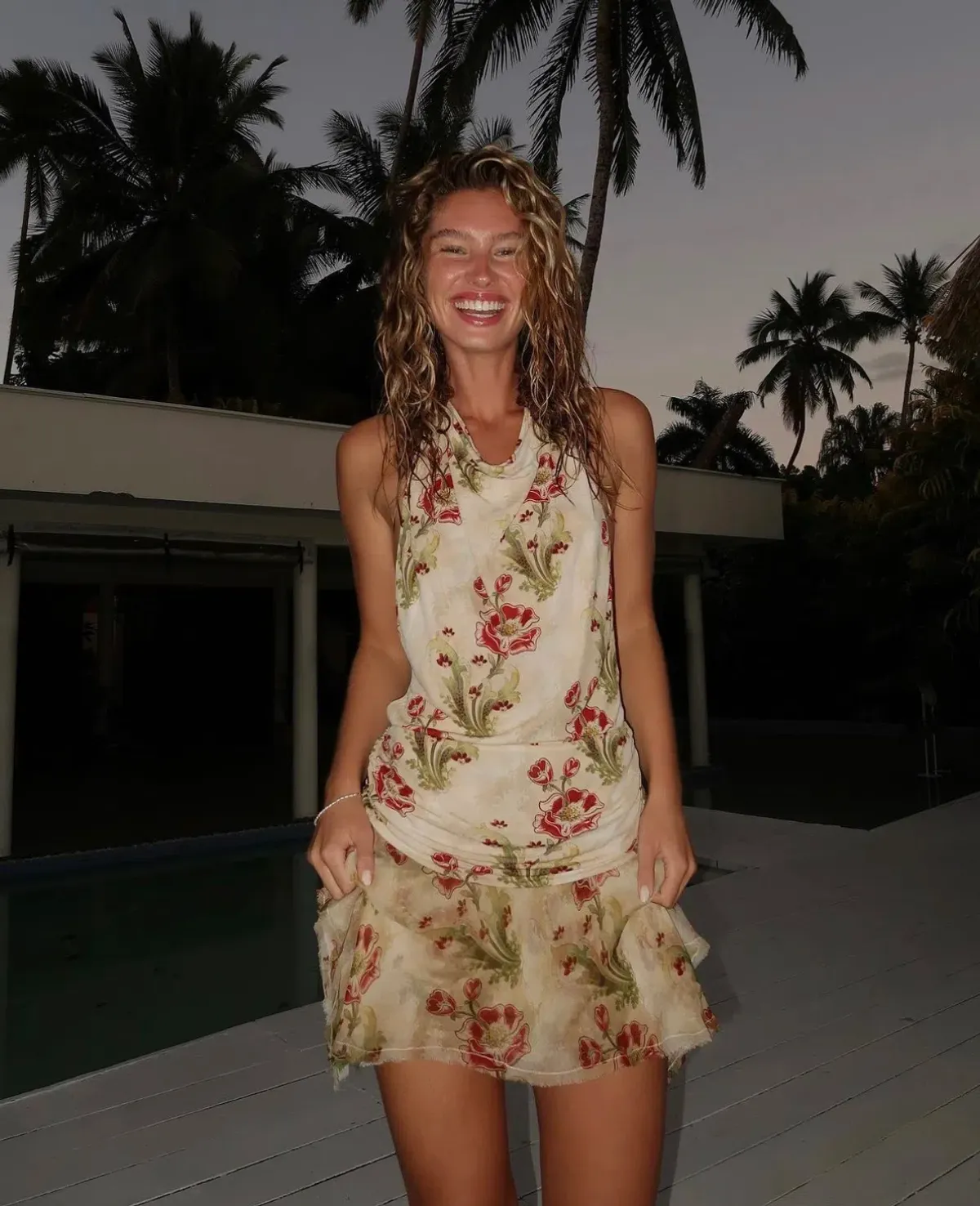 Bec & Bridge Monette Halter Mini Backless Dress In Genevieve Floral Size AU 8 - Image 1