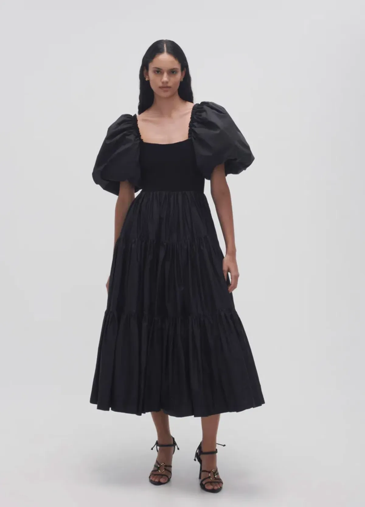 Aje Casa Puff Sleeve Midi Dress Black Size 12  - Image 1