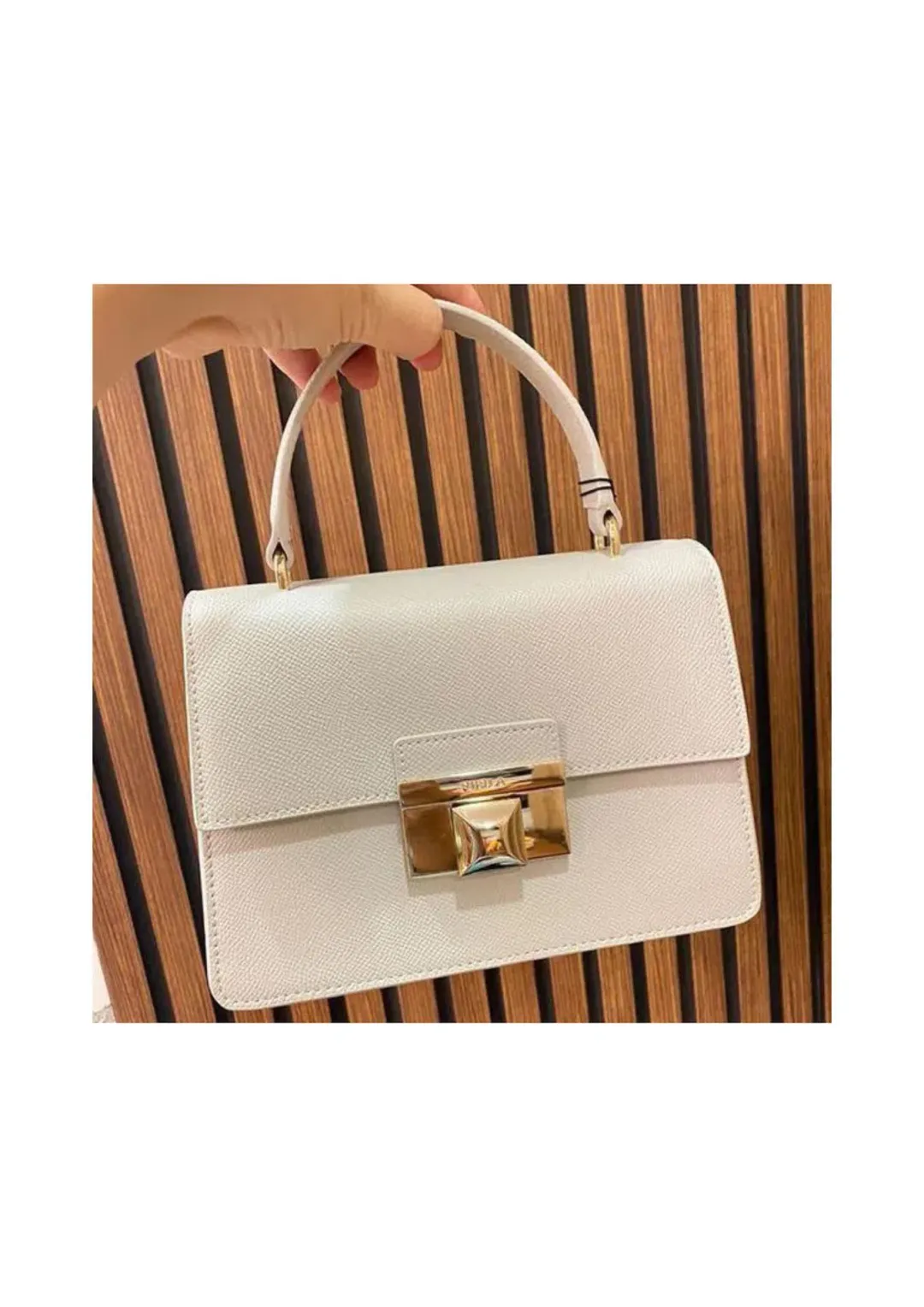 Furla Top Handle Venere Bag in Grey Cream for rent on The Volte - main image